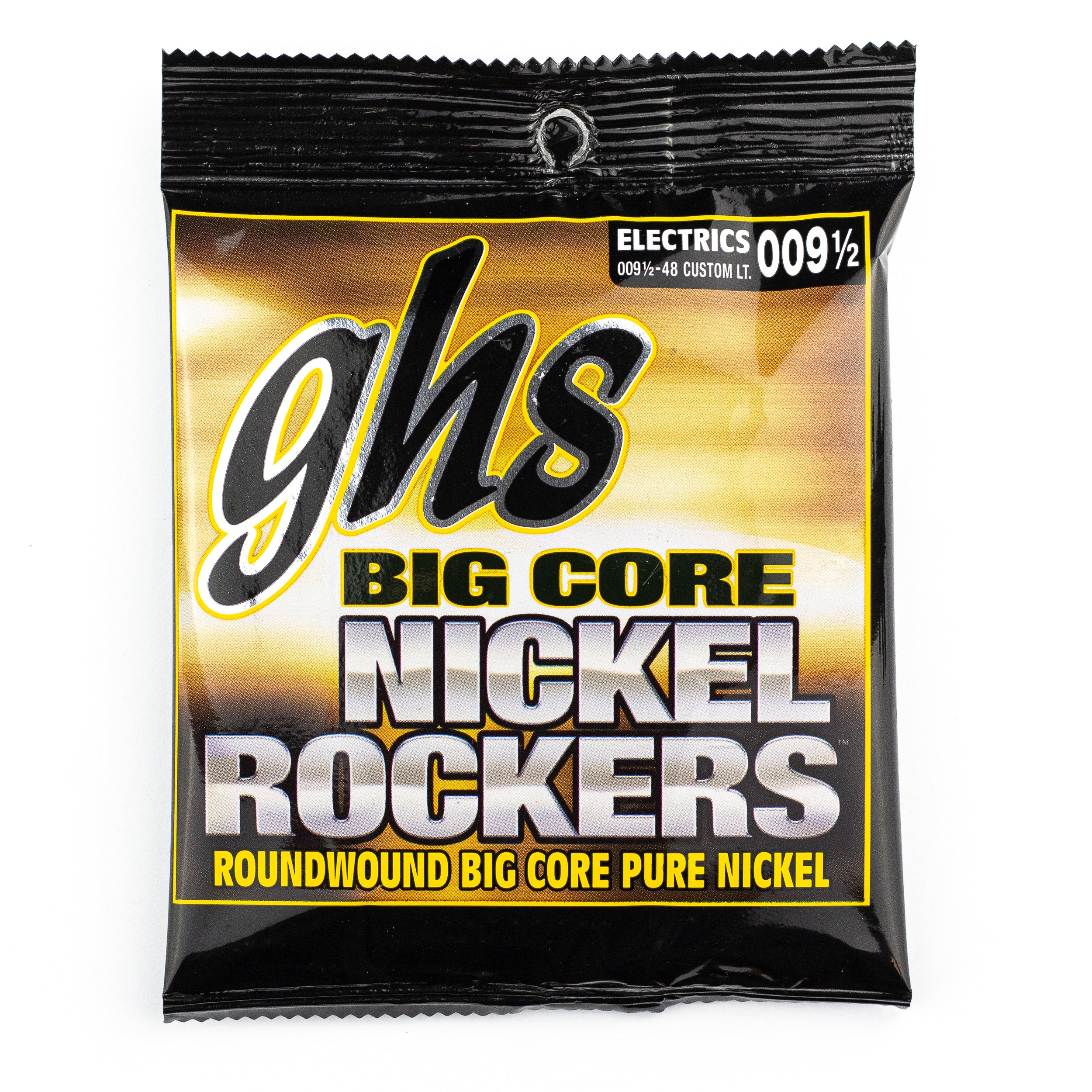 GHS Big Core Nickel Rockers Pure Nickel 9.5-48 Electric Guitar Strings, Custom Light
