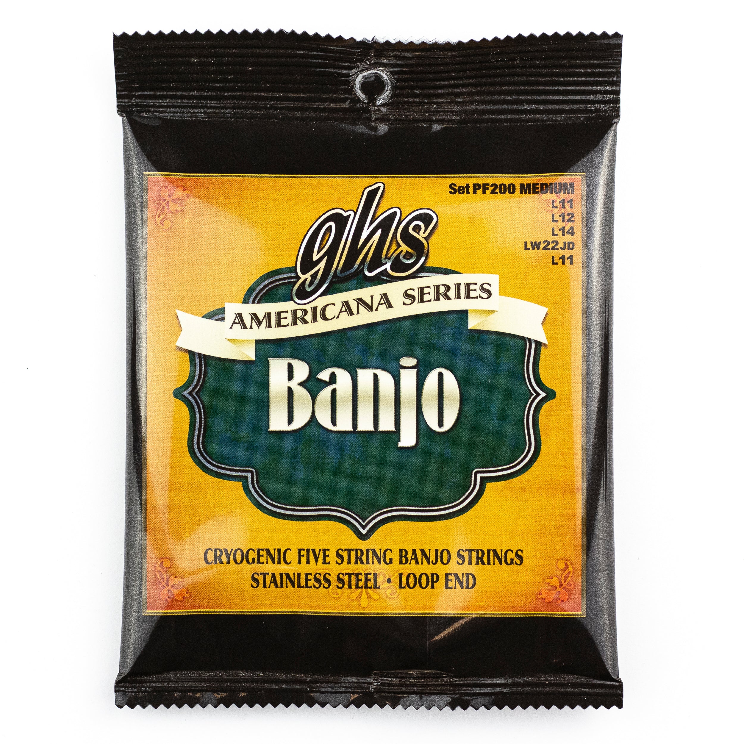GHS Americana Stainless Steel Banjo Strings 11-22 Medium, Loop End