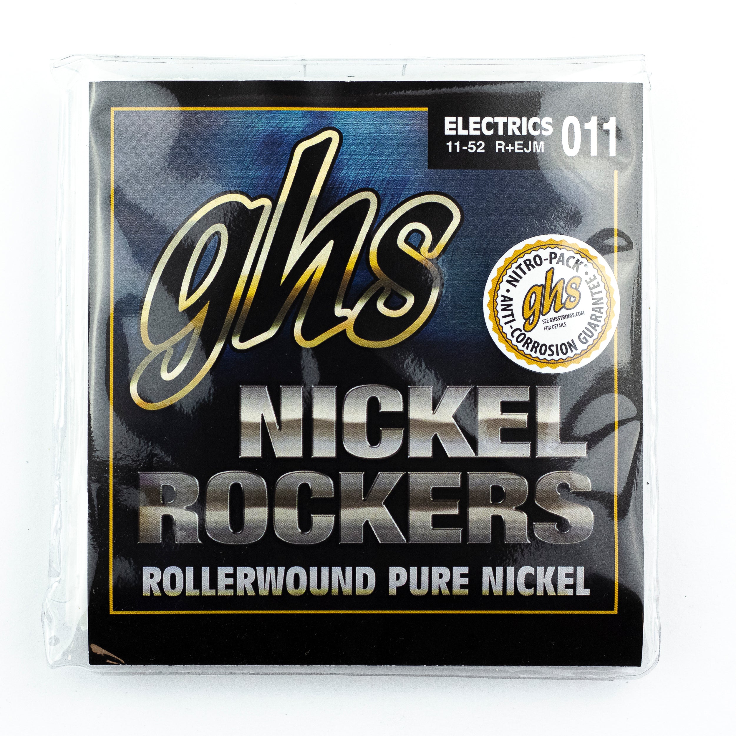GHS Nickel Rockers Pure Nickel Rollerwound 11-52 Electric Guitar Strings, Custom Medium