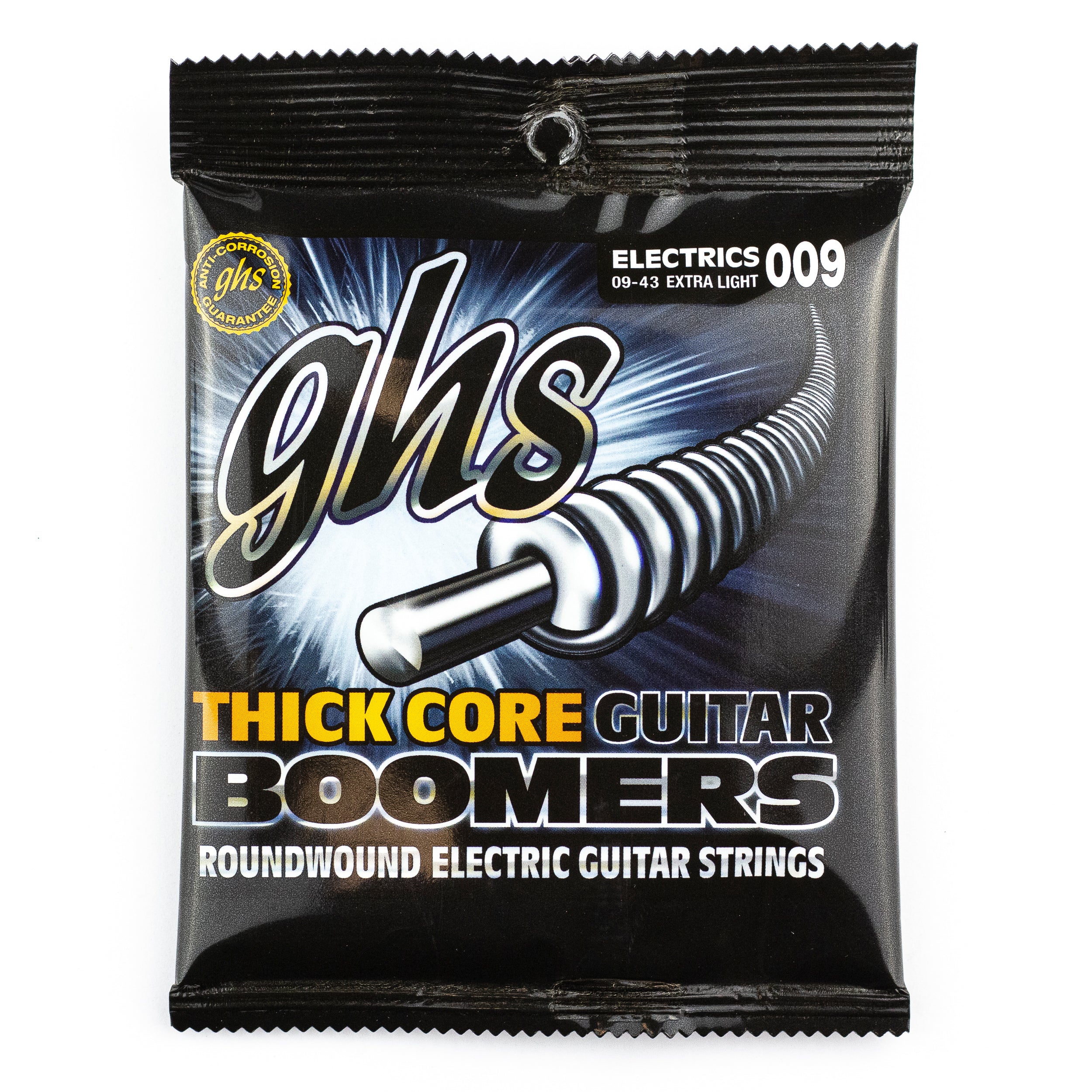 GHS Thick Core Boomers Nickel-Plated Steel 9-43 Electric Guitar Strings, Extra Light