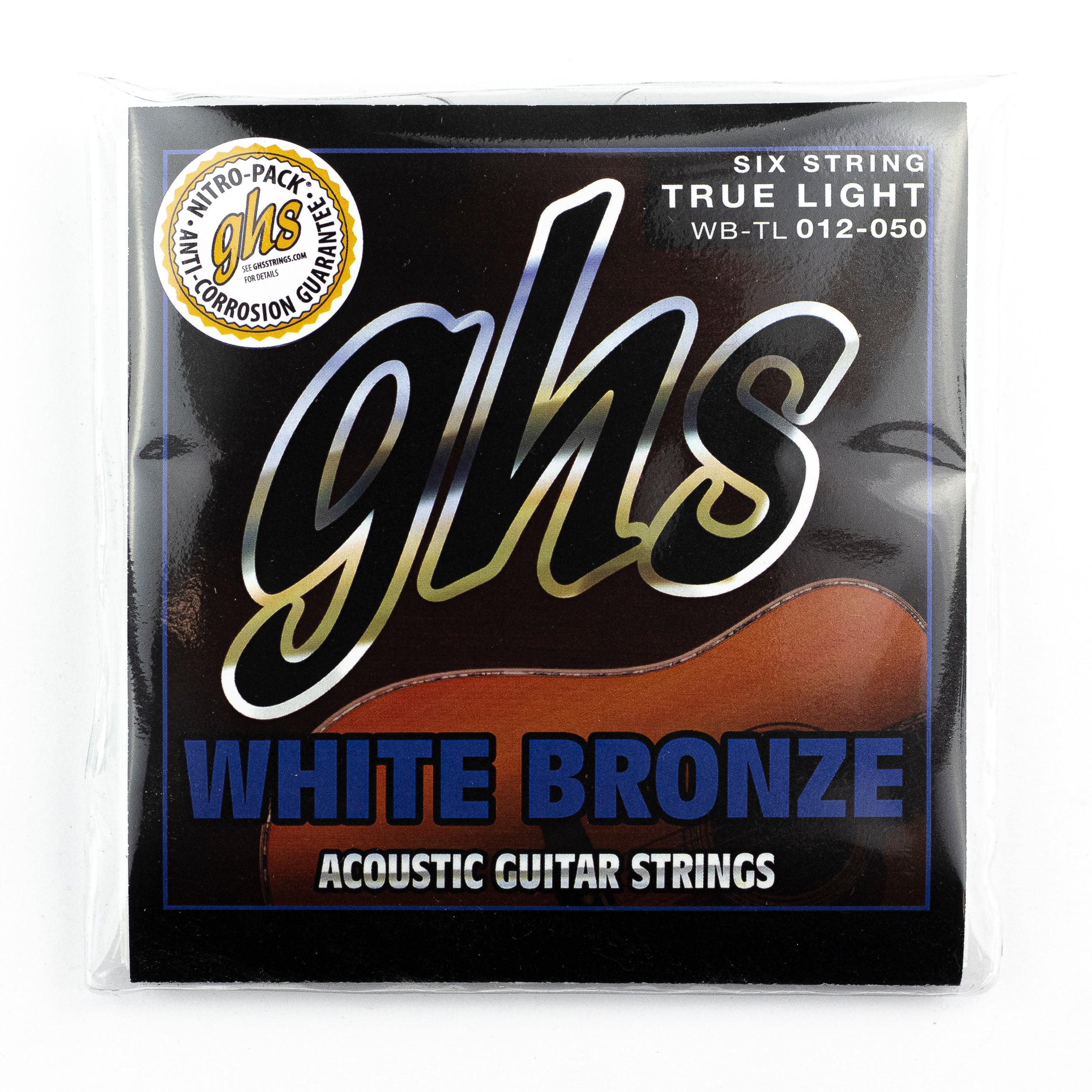 GHS White Bronze Alloy-52 12-50 Acoustic Guitar Strings, True Light