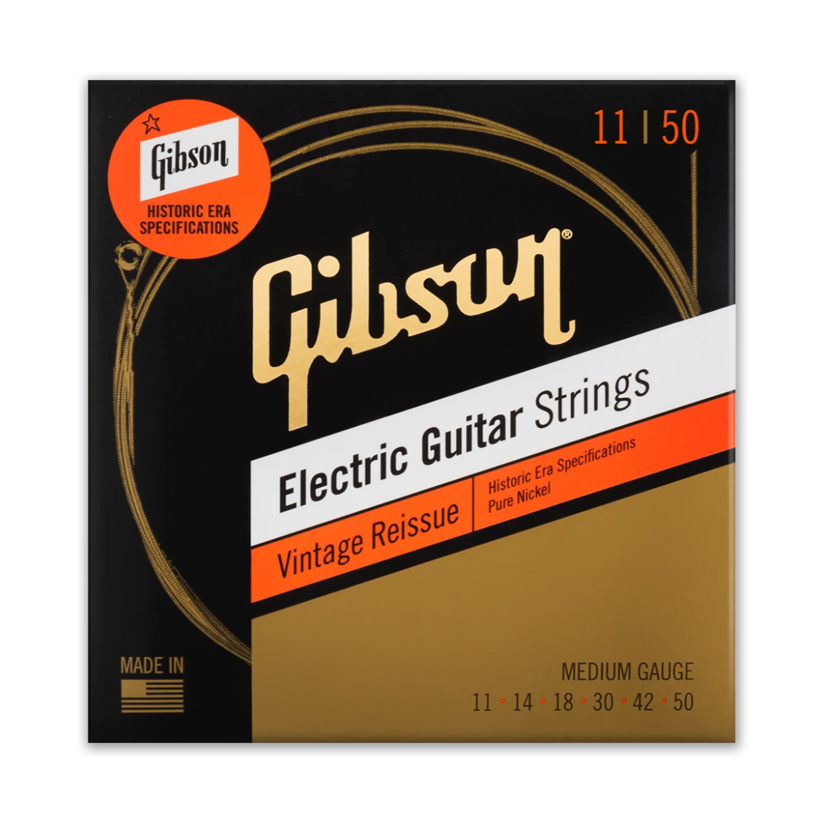 Gibson Vintage Reissue 11-50 Electric Guitar Strings, Medium