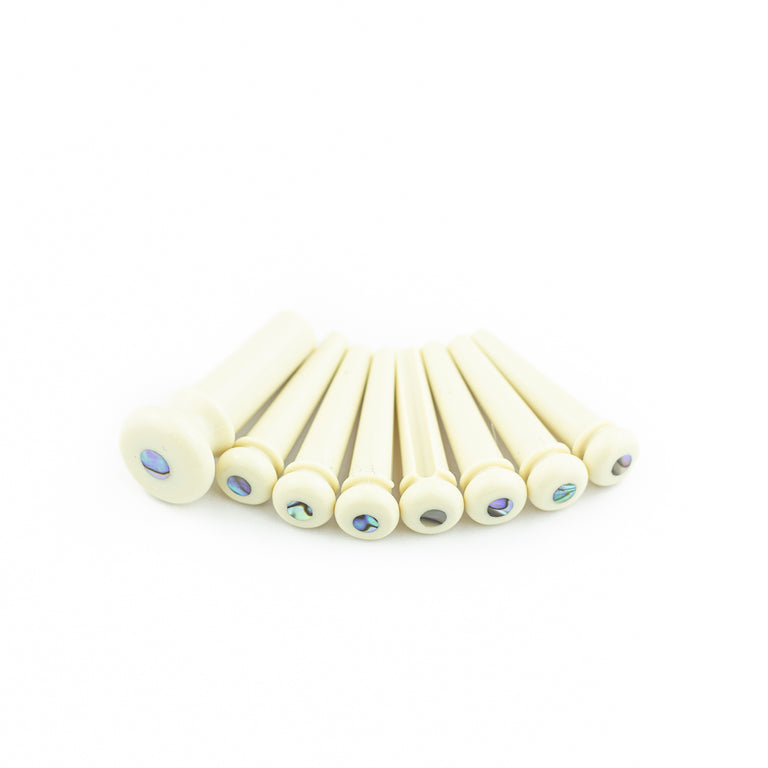 Martin Acoustic Guitar Bridge Pin Set, White w/ Pearl Inlay