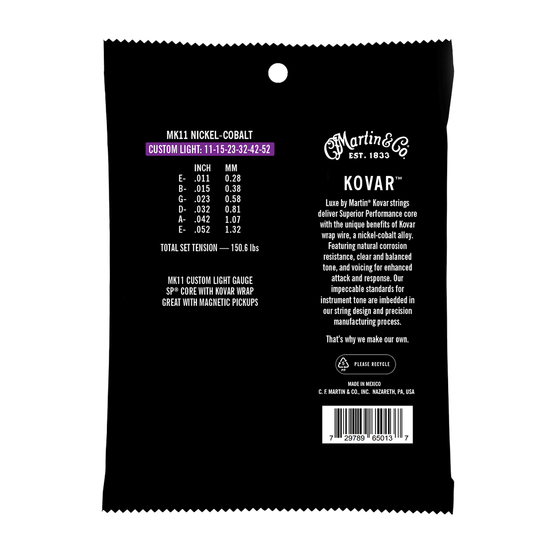 Martin LUXE Kovar Nickel-Cobalt 11-52 Acoustic Guitar Strings
