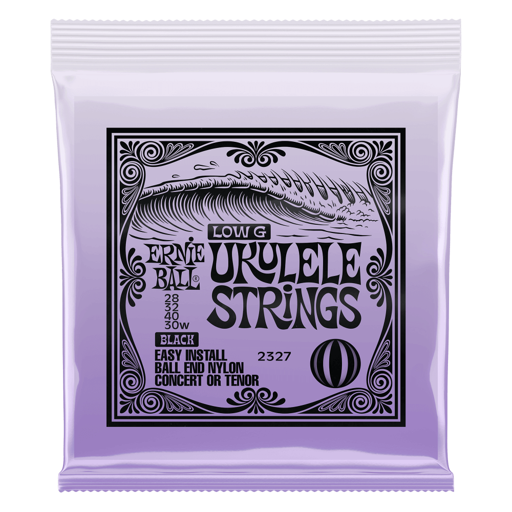 Ernie Ball Concert/Tenor (Low-G) Ukulele Strings, Black Nylon, Ball End