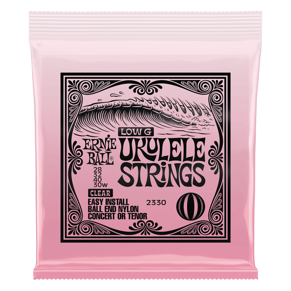 Ernie Ball Concert/Tenor (Low-G) Ukulele Strings, Clear Nylon, Ball End