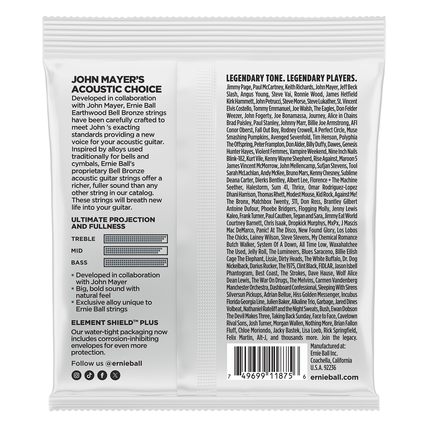 Ernie Ball Earthwood Bell Bronze 11-52 Acoustic Guitar Strings