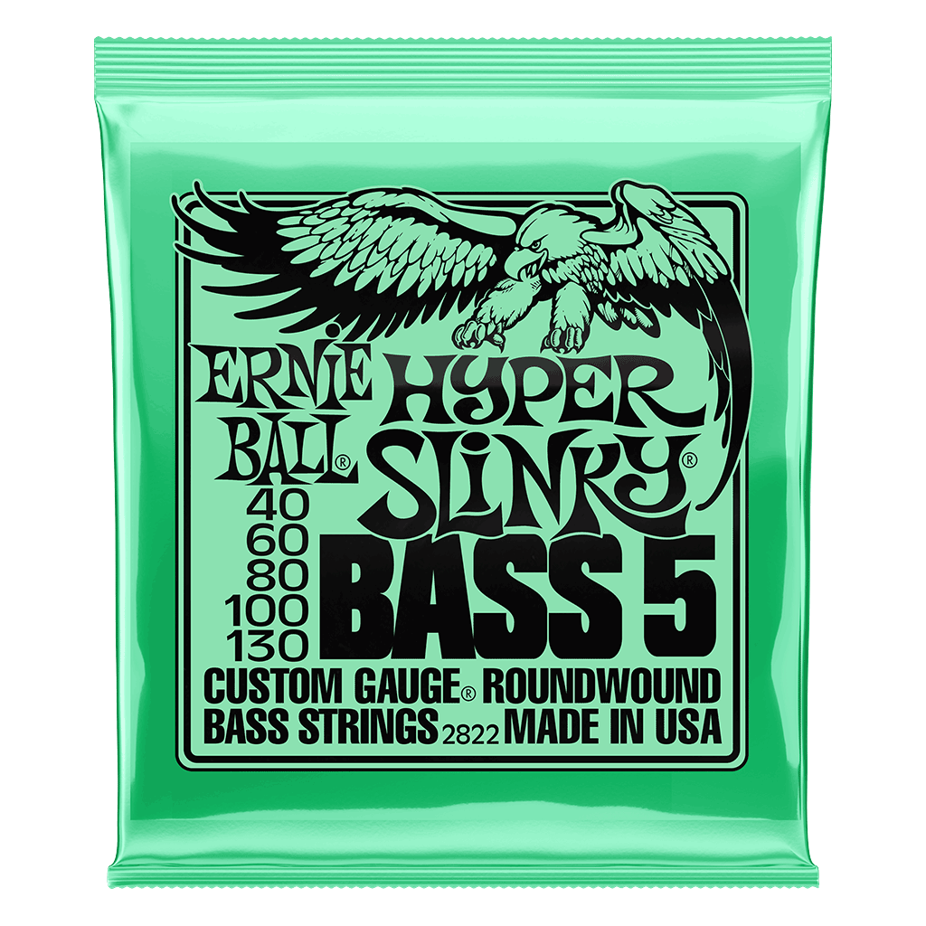 Ernie Ball 2822 5-String Hyper Slinky 40-130 Bass Guitar Strings, Long Scale