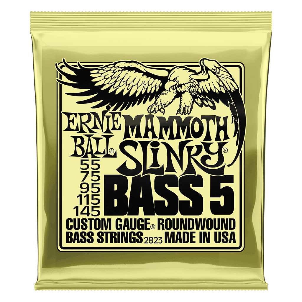Ernie Ball 2823 5-String Mammoth Slinky 55-145 Bass Guitar Strings, Long Scale