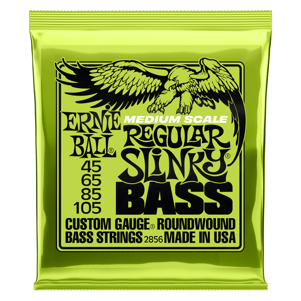 Ernie Ball Regular Slinky Nickel Wound 45-105 Bass Guitar Strings, Medium Scale