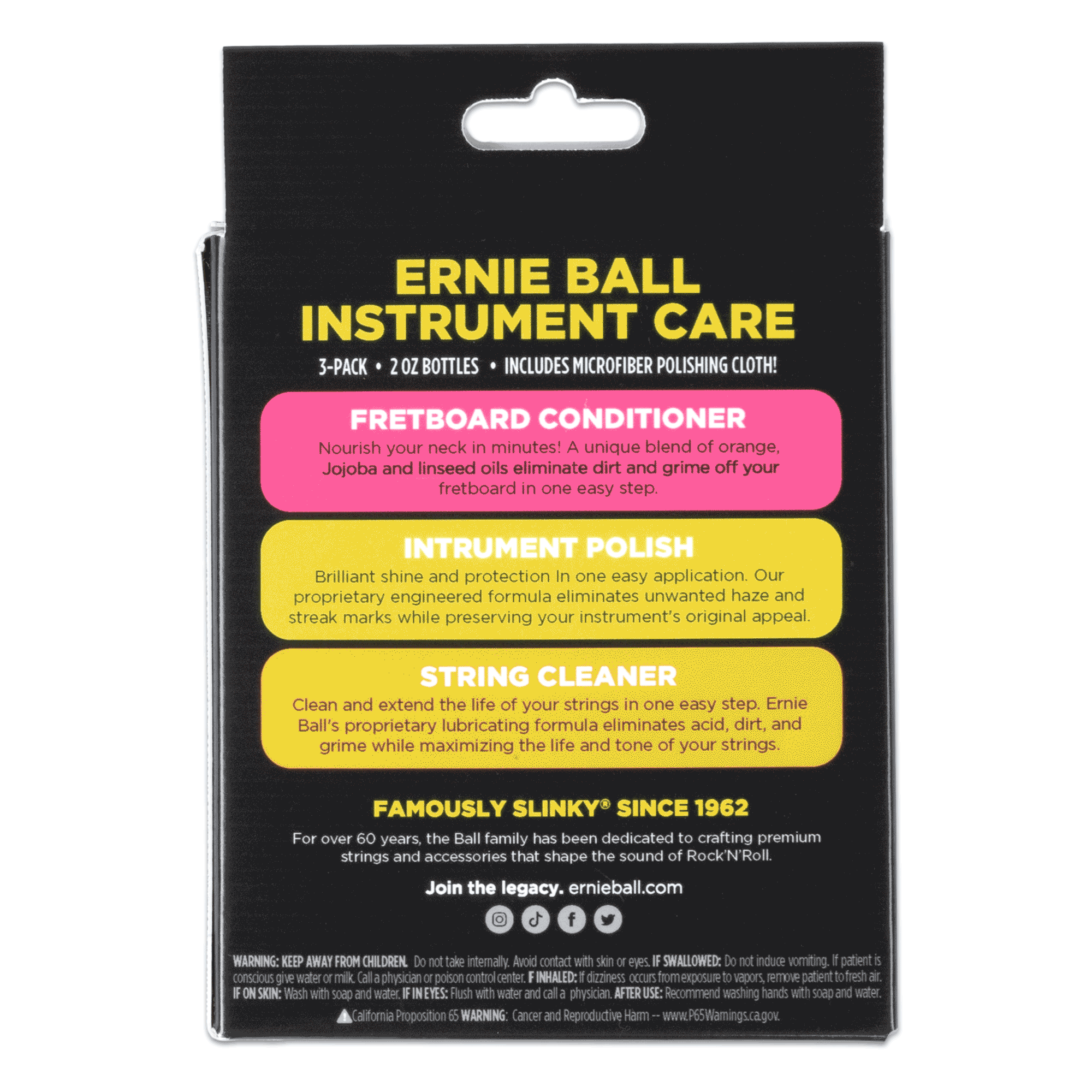 Ernie Ball Guitar & Instrument Care Kit 3-Pack w/ Microfibre Cloth
