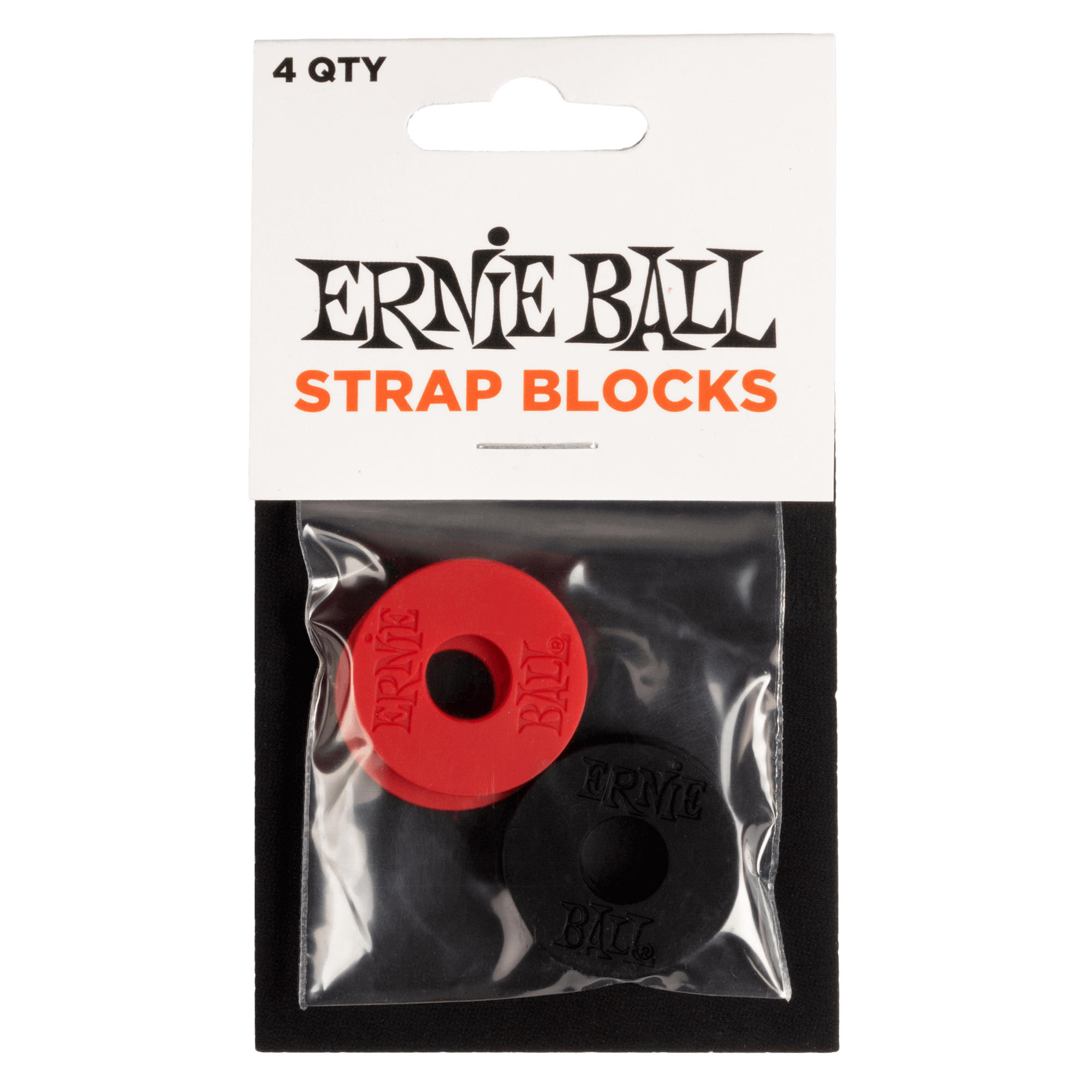 Ernie Ball Strap Fastening Blocks, Red & Black, 4-Pack