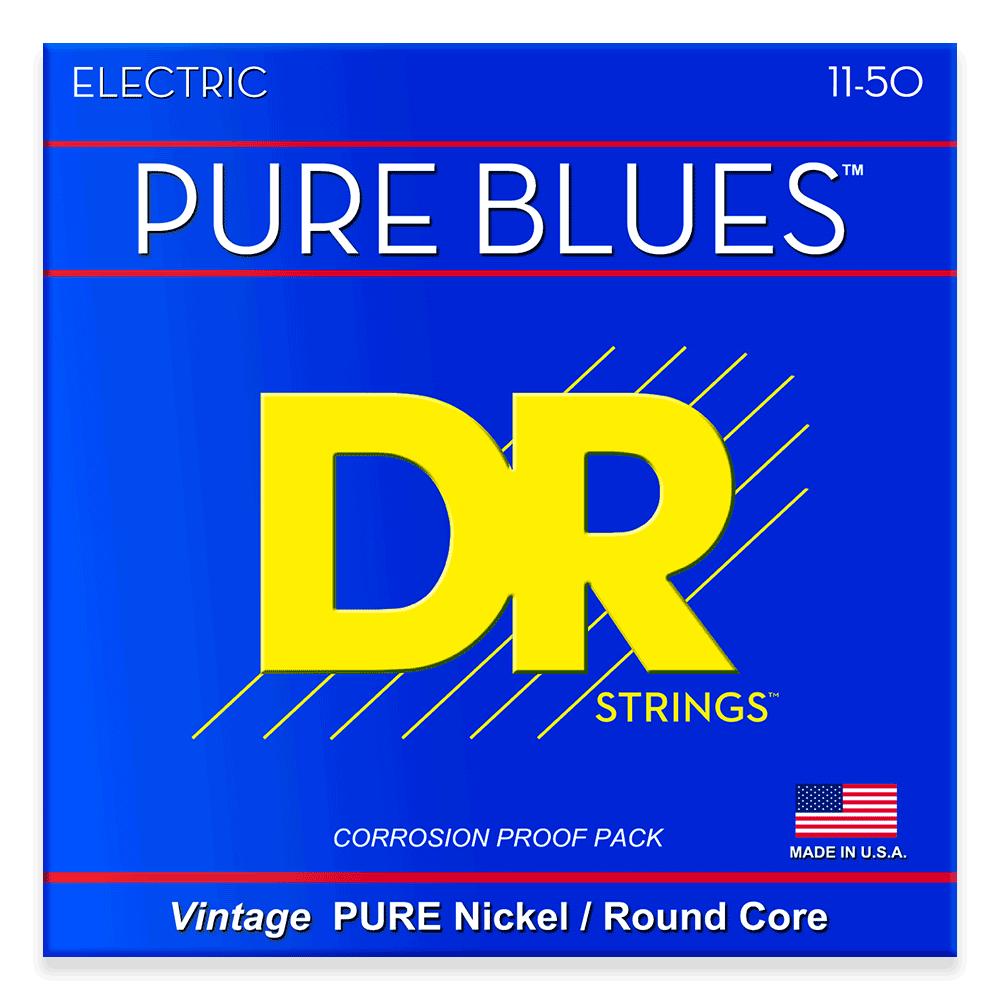 DR Strings PURE BLUES Pure Nickel 11-50 Electric Guitar Strings, Heavy