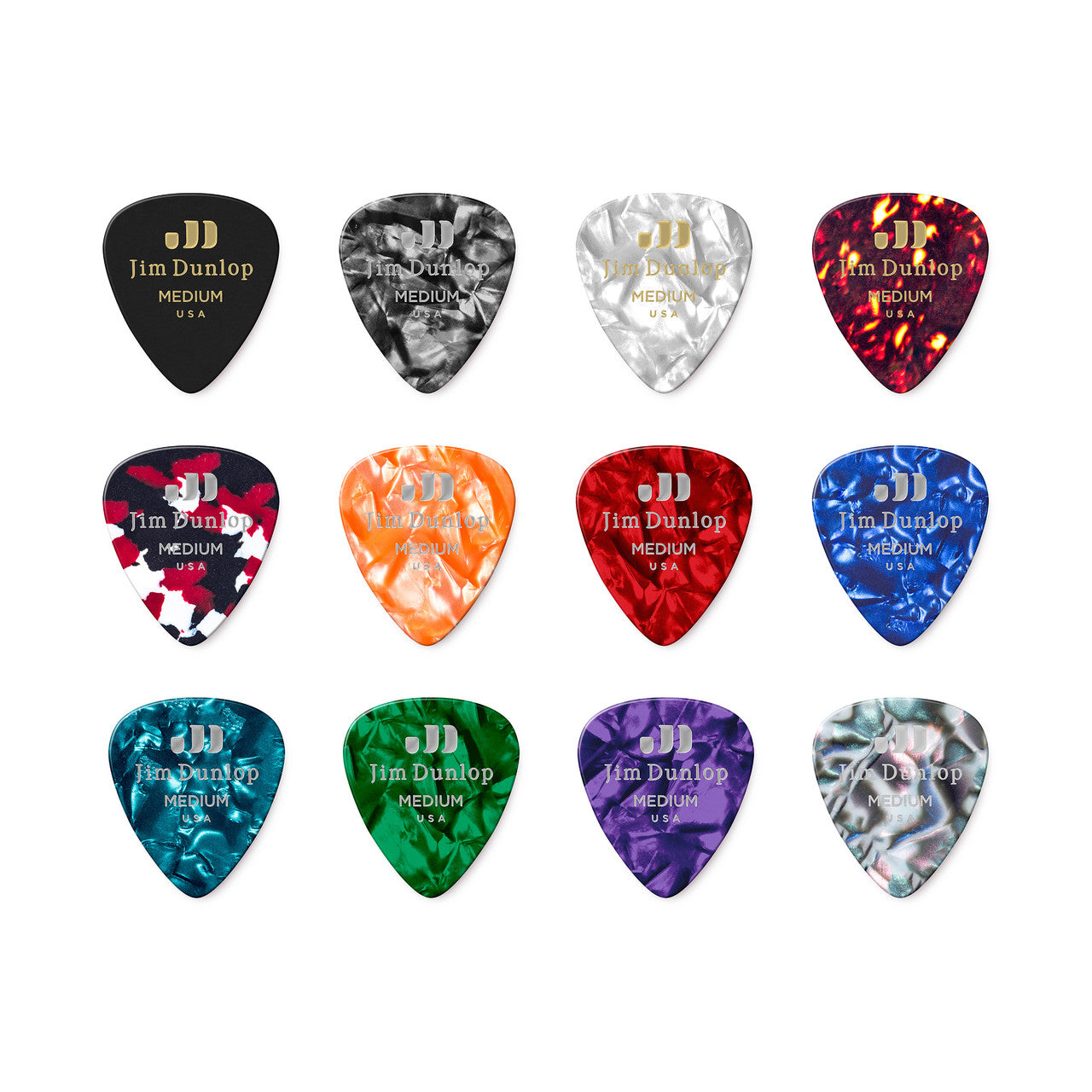 Jim Dunlop Medium Celluloid Plectrum Variety Pack, 12-Picks