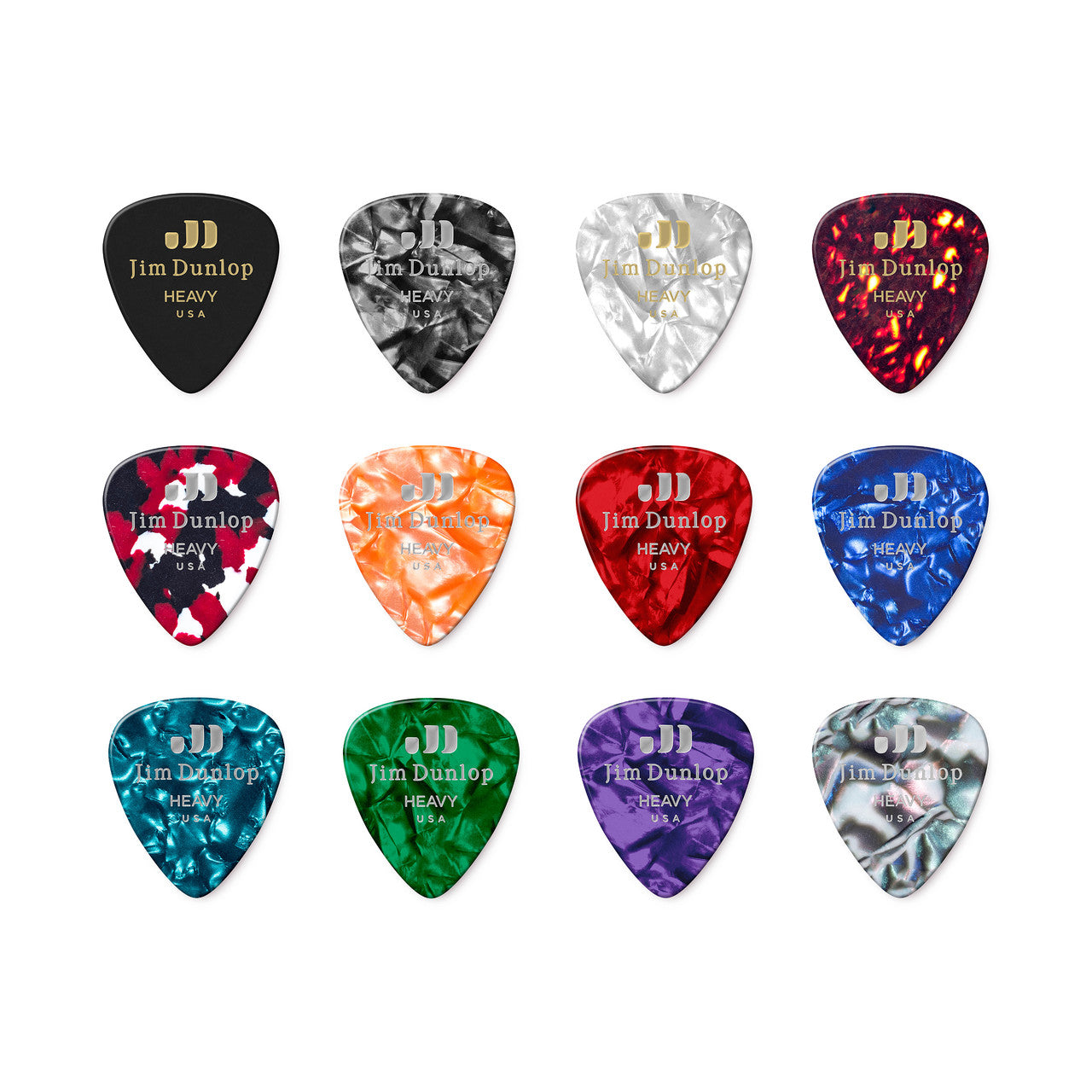 Jim Dunlop Heavy Celluloid Plectrum Variety Pack, 12-Picks