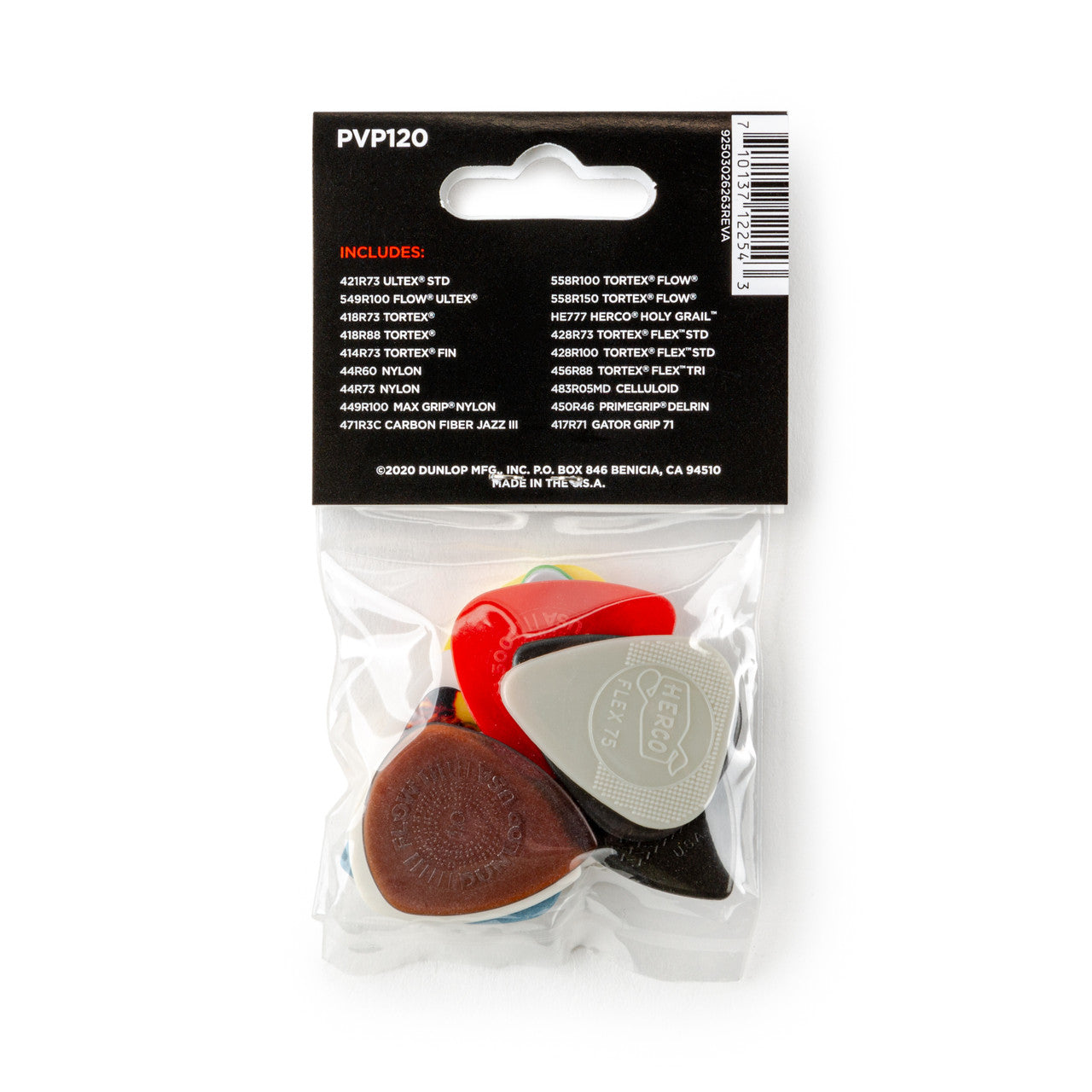 Jim Dunlop PVP120 Recording Picks & Plectrums Variety Bundle, 18-Pack