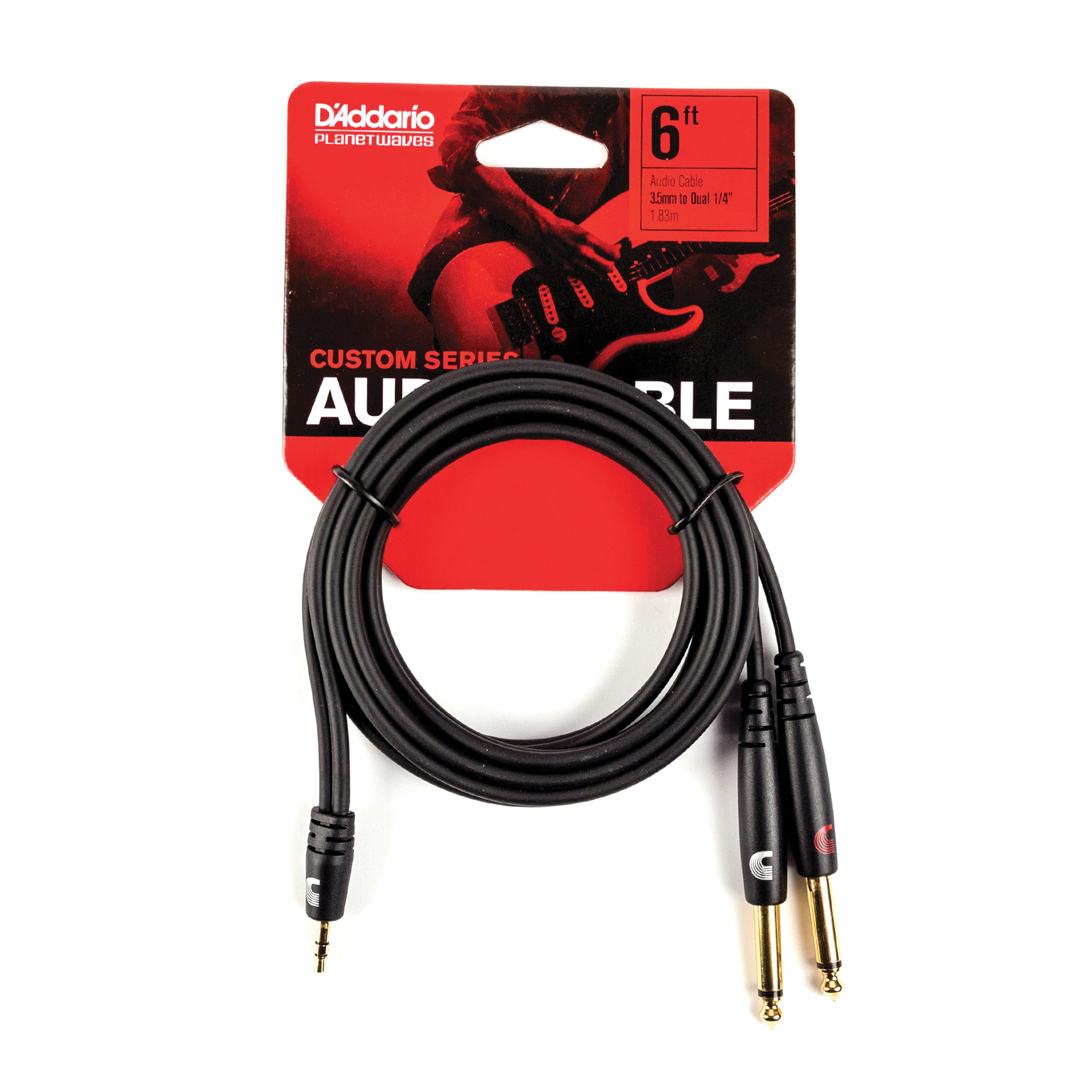 D'Addario Custom Series TRS (3.5mm) to Dual 1/4” Stereo Aux Cable