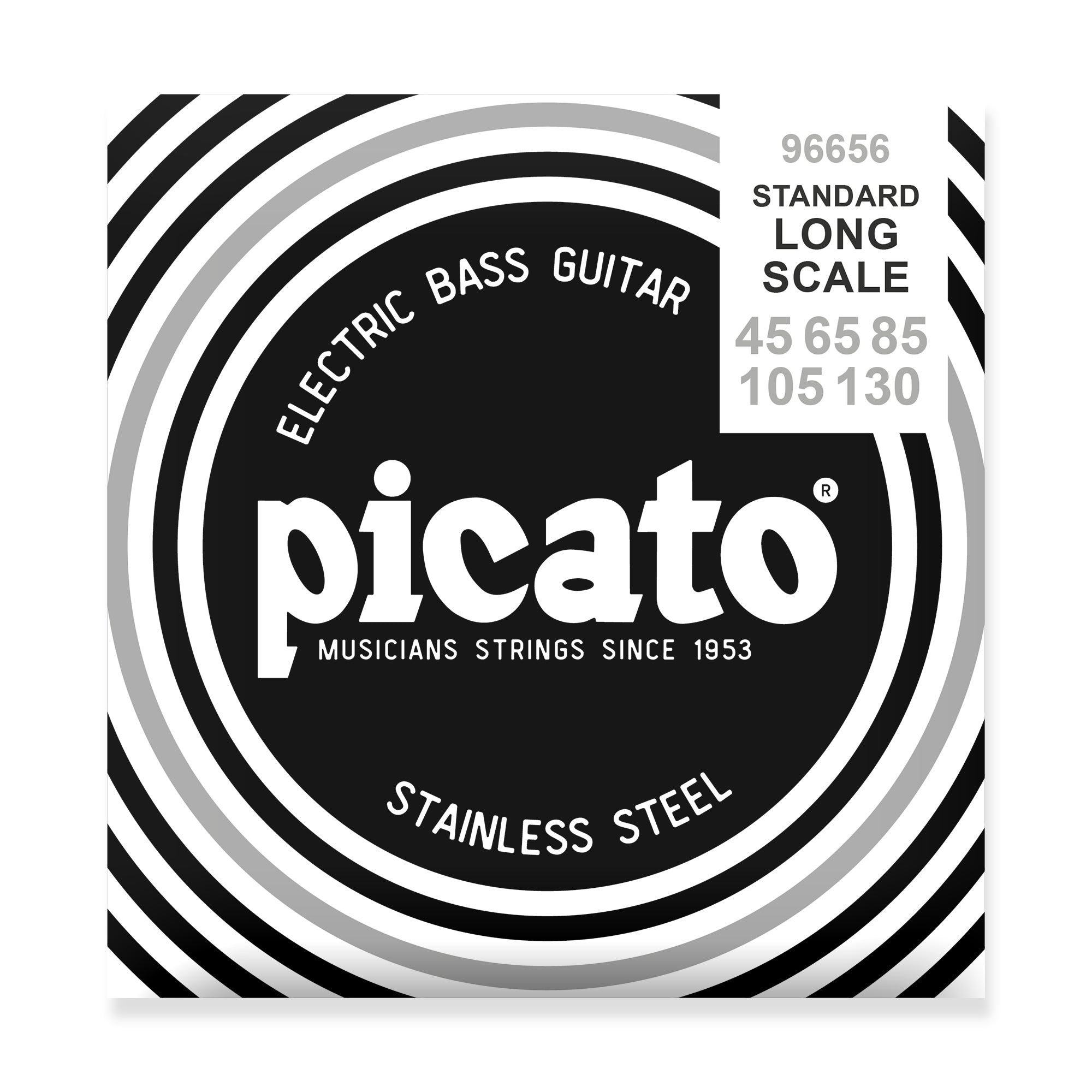 Picato Stainless Steel Roundwound 45-130 5-String Bass Guitar Strings, Long Scale