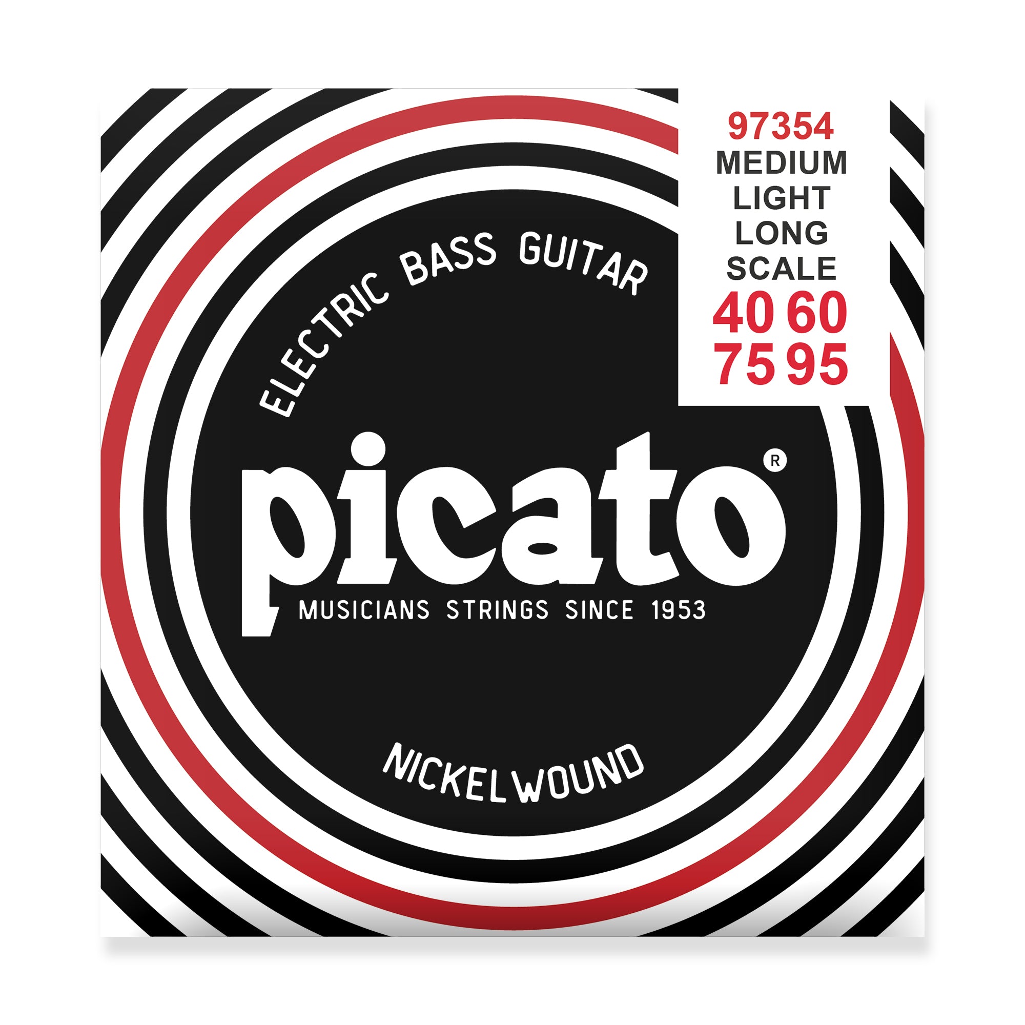 Picato Nickel Roundwound 40-95 Bass Guitar Strings, Long Scale