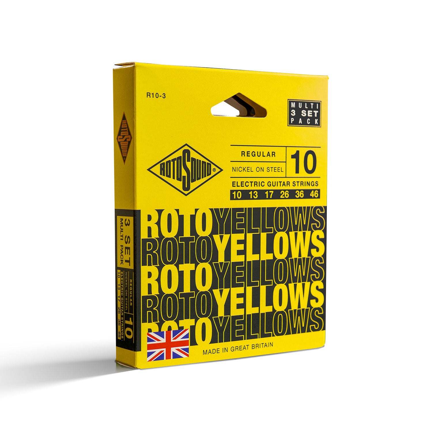 Rotosound ROTO Yellows Nickel Wound 10-46 Electric Guitar Strings, 3-Pack