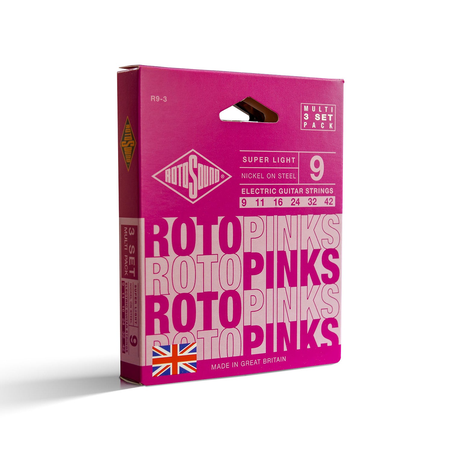 Rotosound ROTO Pinks Nickel Wound 9-42 Electric Guitar Strings, 3-Pack