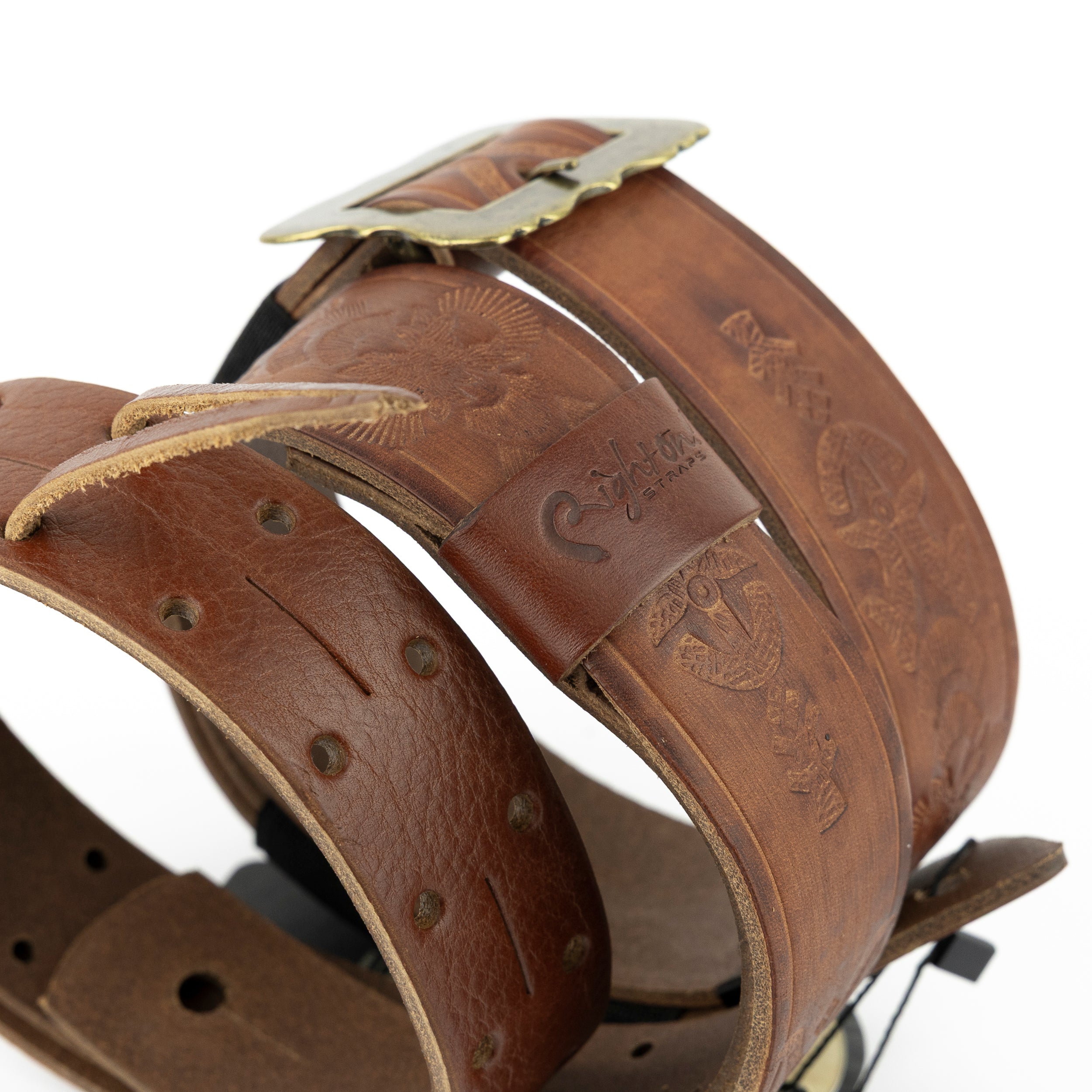 RightOn! Legend Brian May Replica Bohemian Leather Guitar Strap, Brown