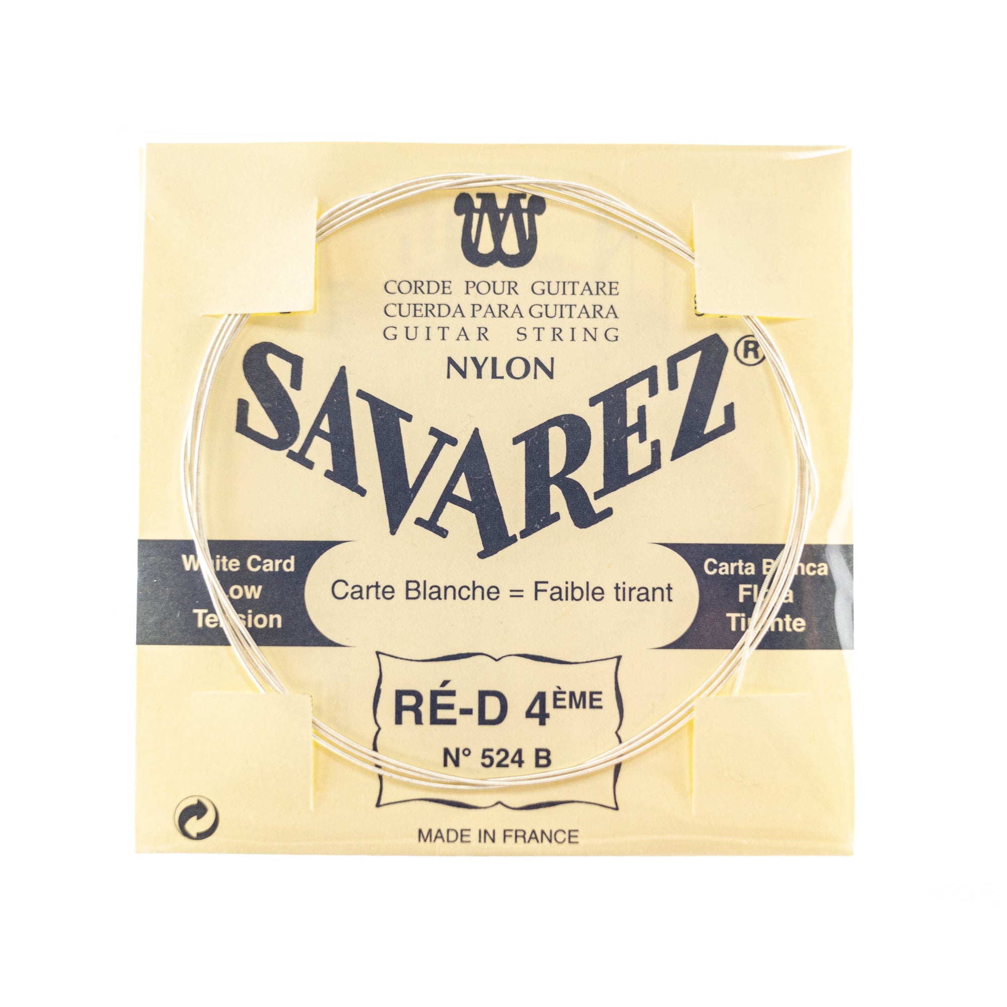 Savarez 524B White Label Silver Wound Classical Guitar D-4th Single String, Low Tension