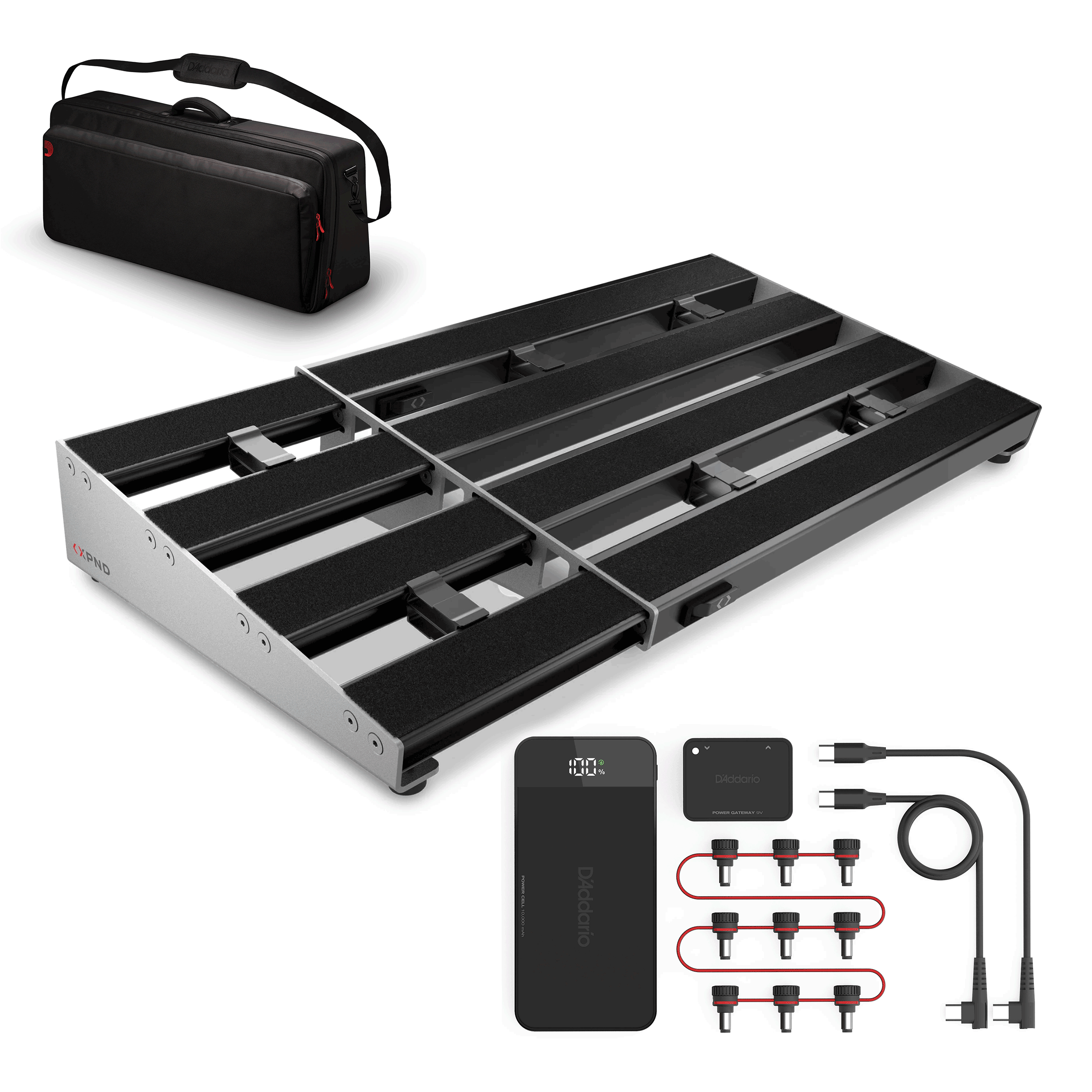 D'Addario XPND 2 Pedalboard, Case, and Power Bundle