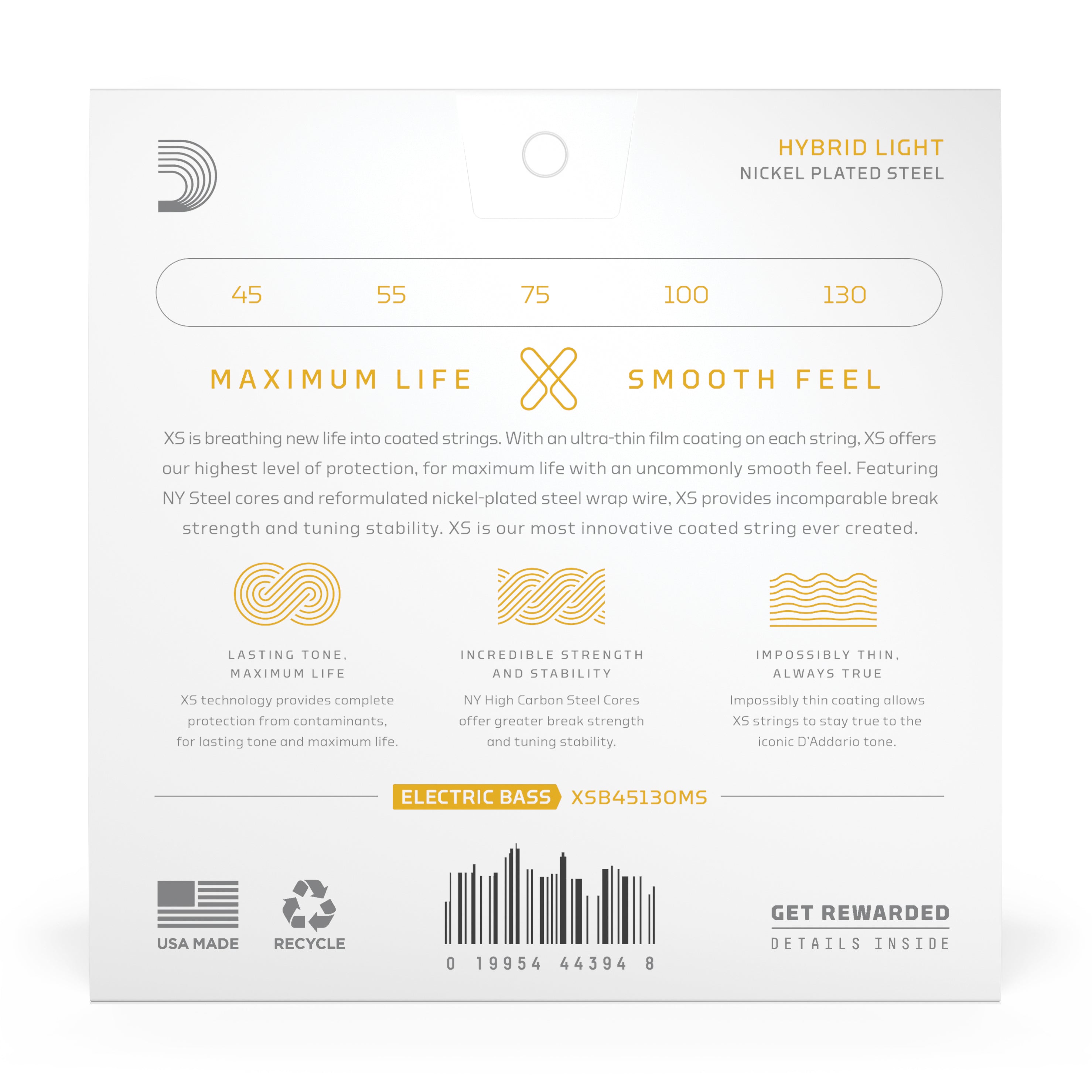 D'Addario XS Nickel 45-130 Multiscale 5-String Bass Guitar Strings