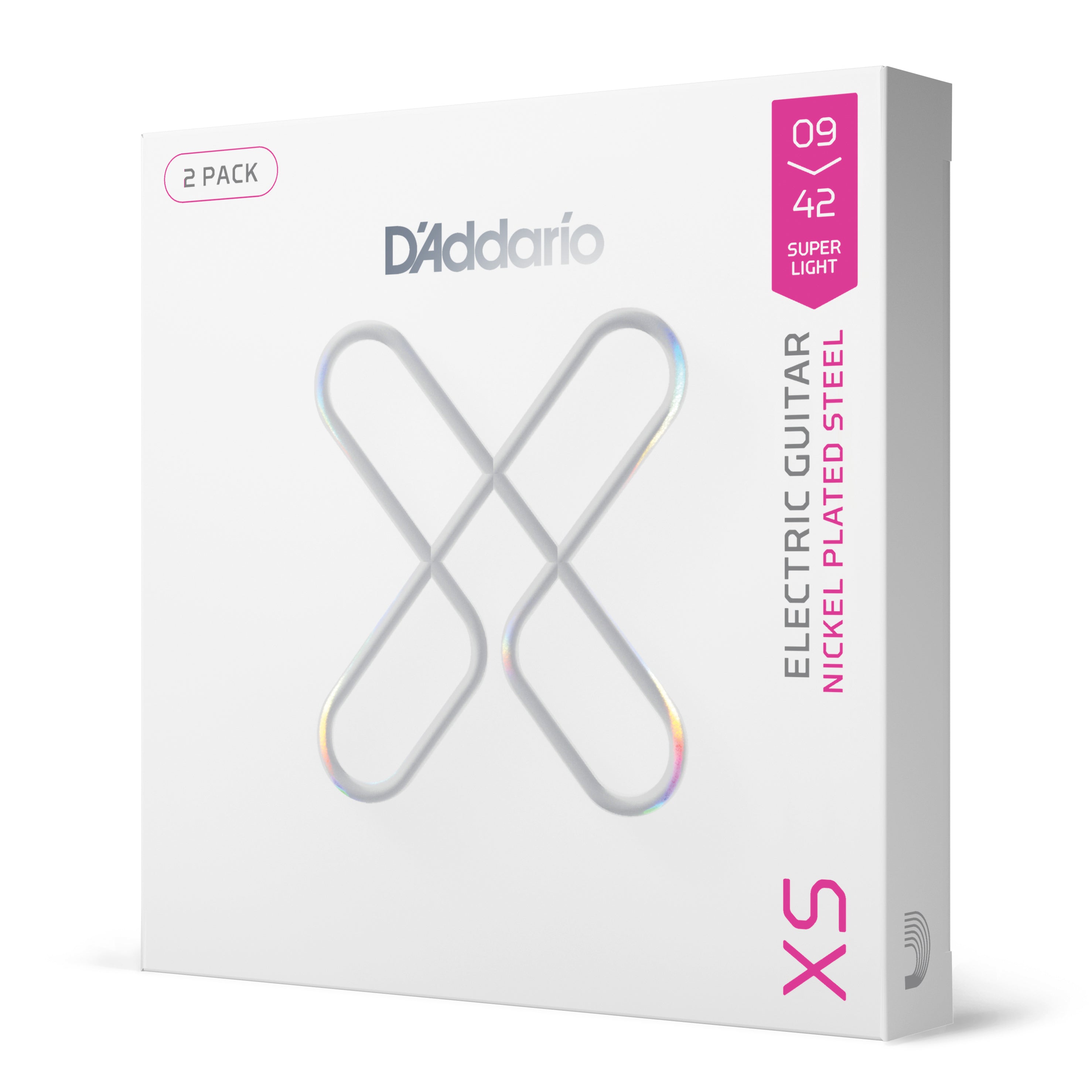 D'Addario XS Nickel 9-42 Electric Guitar Strings, Light, 2-Pack