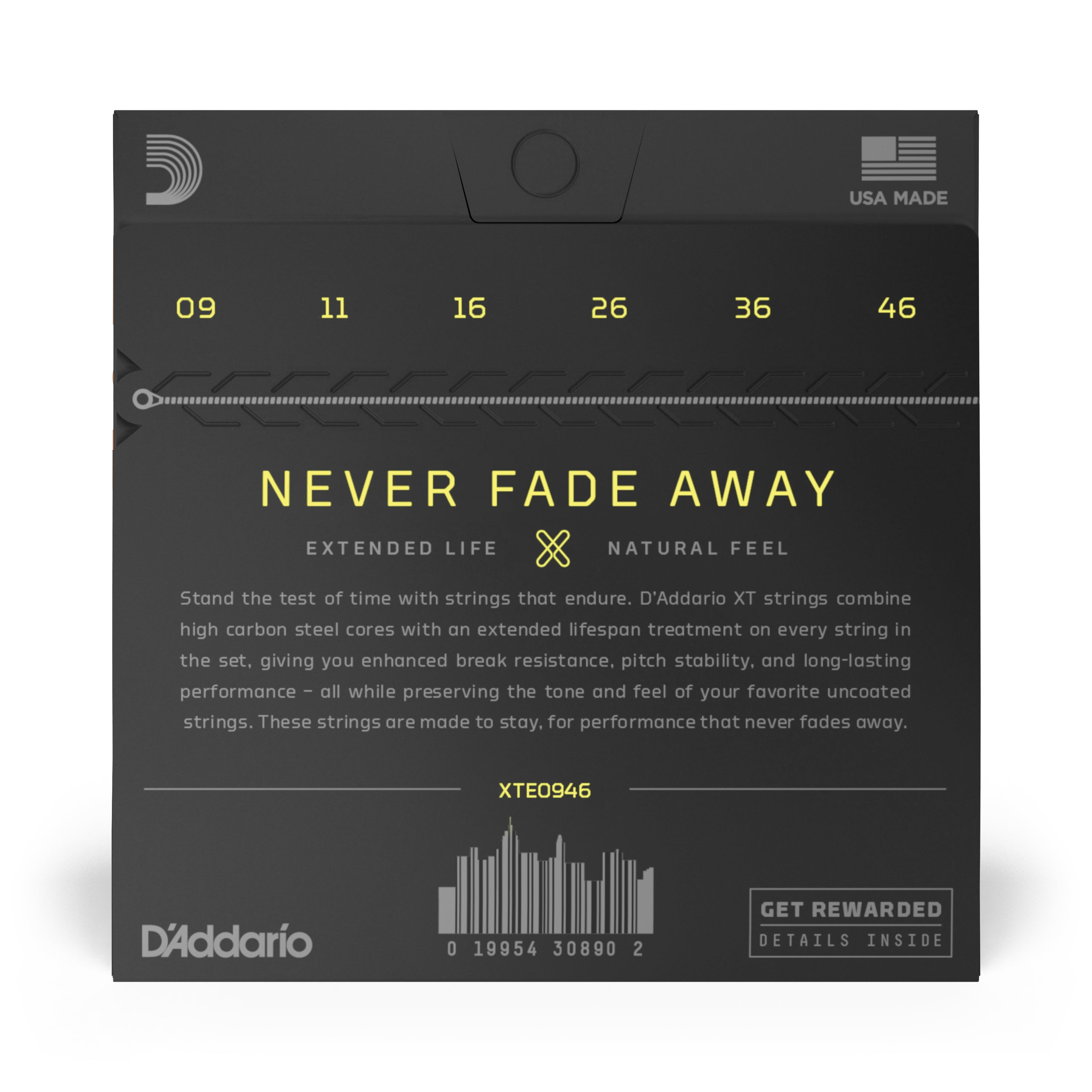 D'Addario XT Nickel 9-46 Electric Guitar Strings, Custom Light