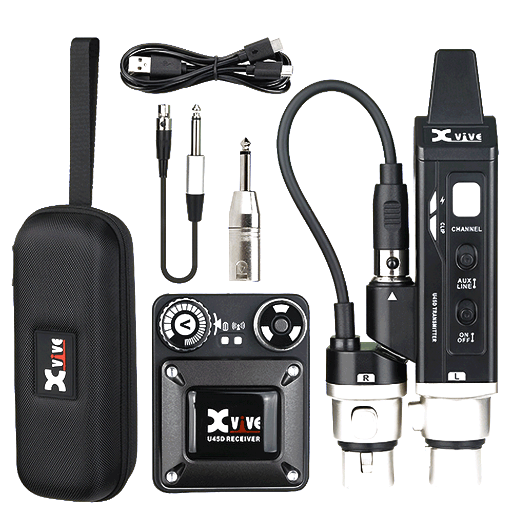 Xvive U45D-BLK Stereo In-Ear Monitor Wireless System, Black