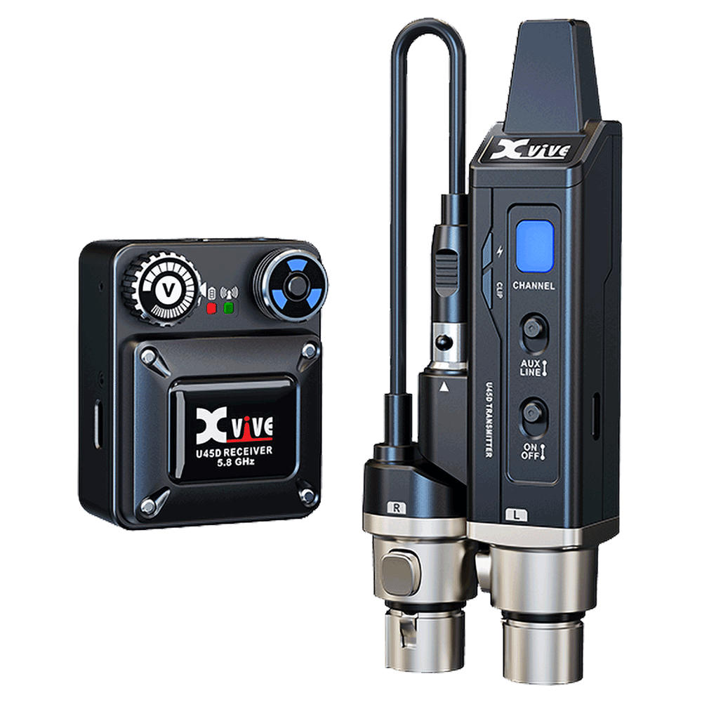 Xvive U45D-BLK Stereo In-Ear Monitor Wireless System, Black