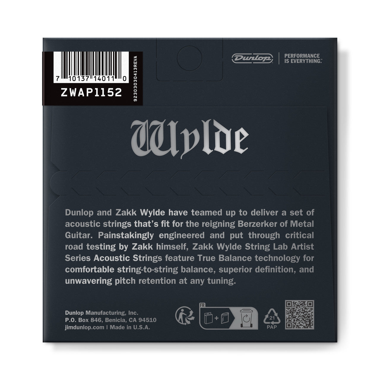 Jim Dunlop Zakk Wylde Phosphor Bronze 11-52 Acoustic Guitar Strings