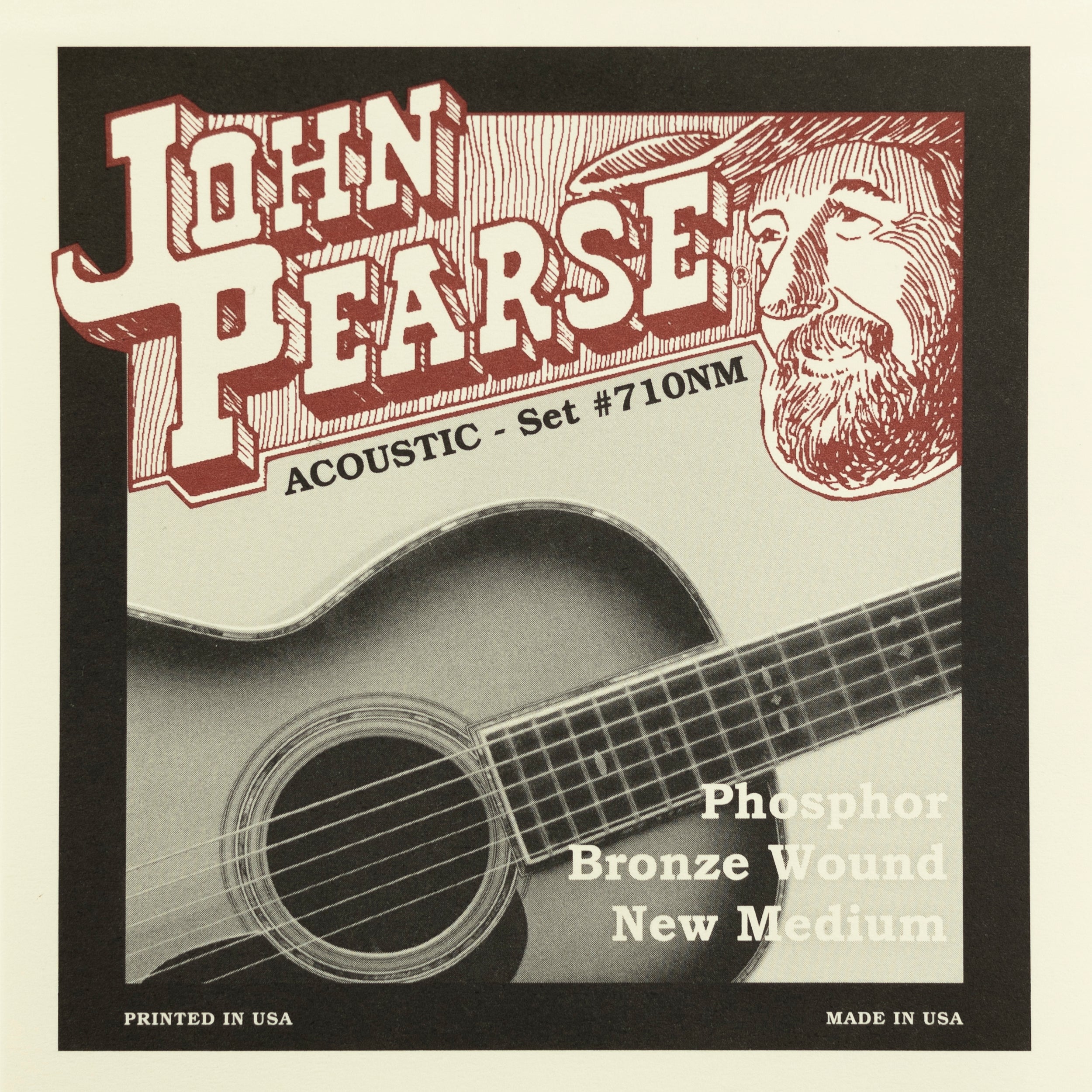 John Pearse Phosphor Bronze 13-55 Acoustic Guitar Strings, New Medium