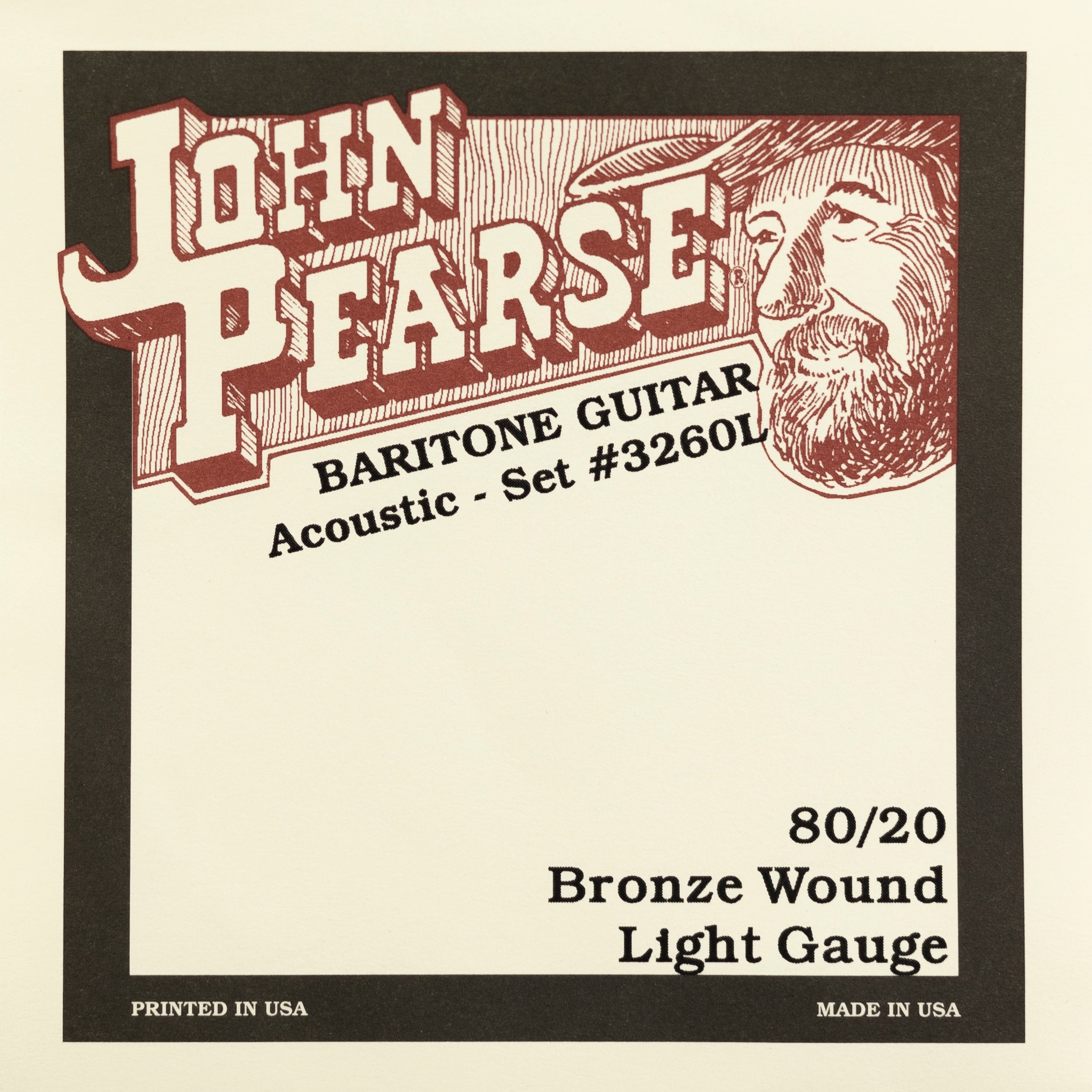 John Pearse 80/20 Bronze 15-68 Baritone Acoustic Guitar Strings, Light
