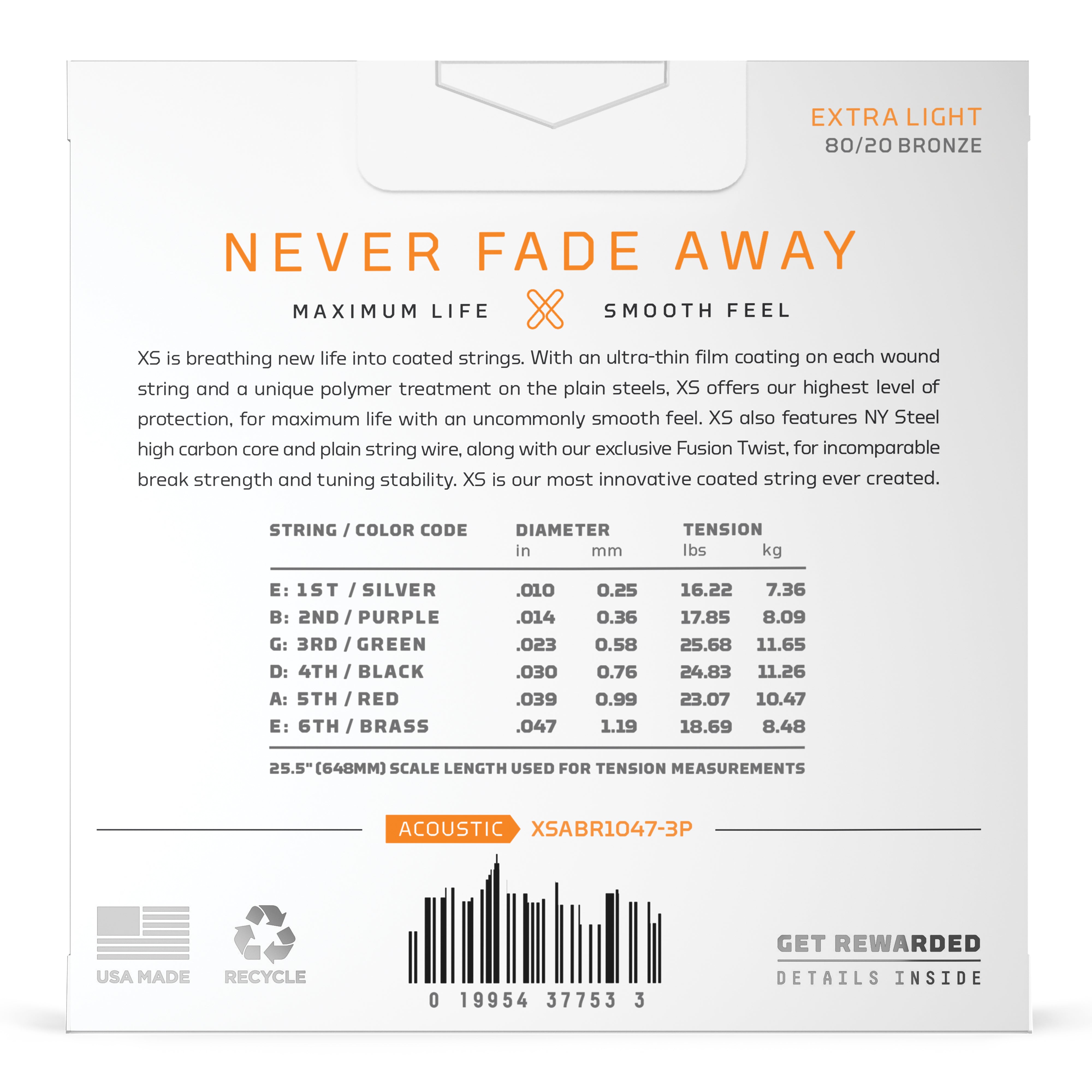 D'Addario XS 80/20 Bronze 10-47 Acoustic Guitar Strings, Extra Light, 3-Pack