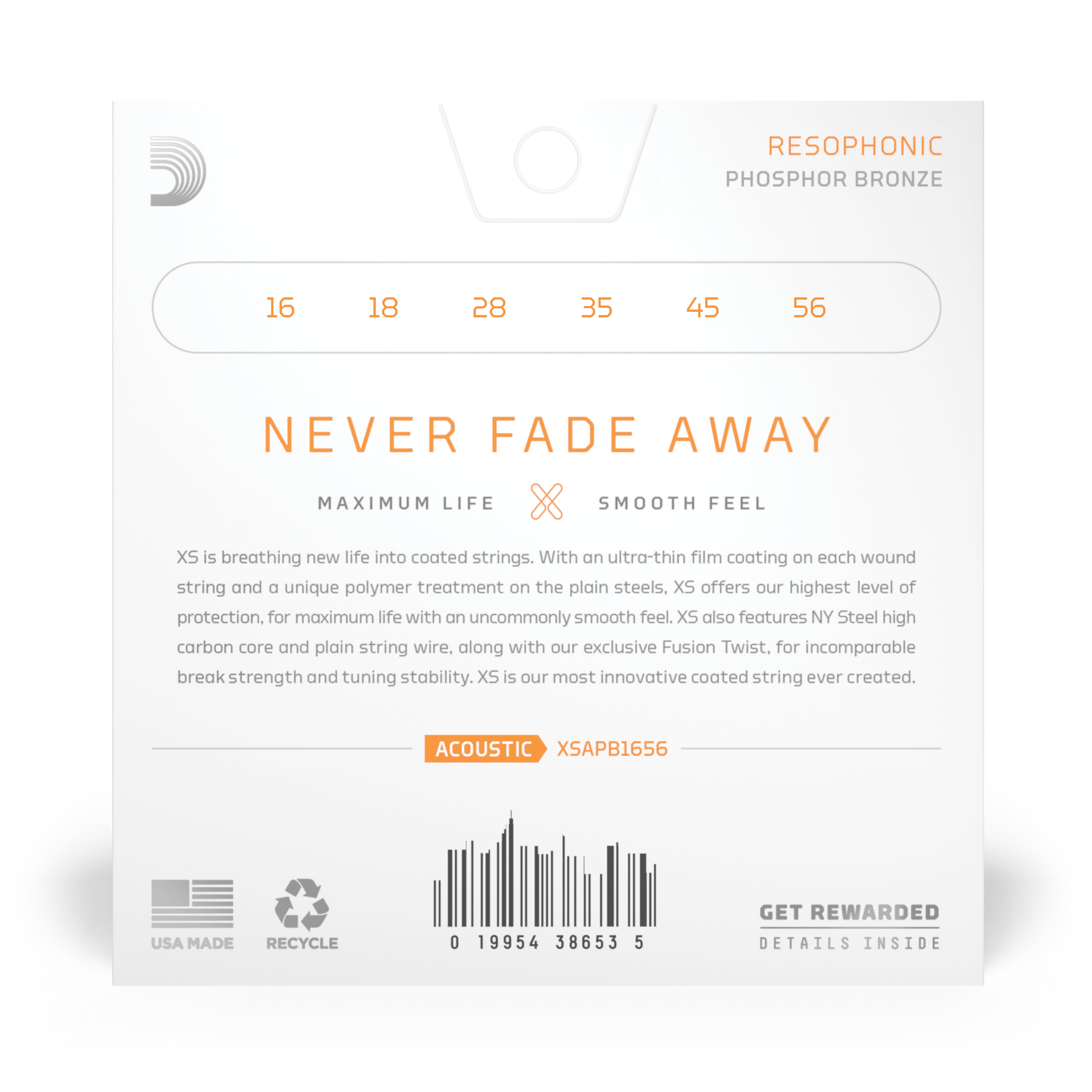 D'Addario XS Phosphor Bronze 16-56 Acoustic Guitar Strings, Resophonic