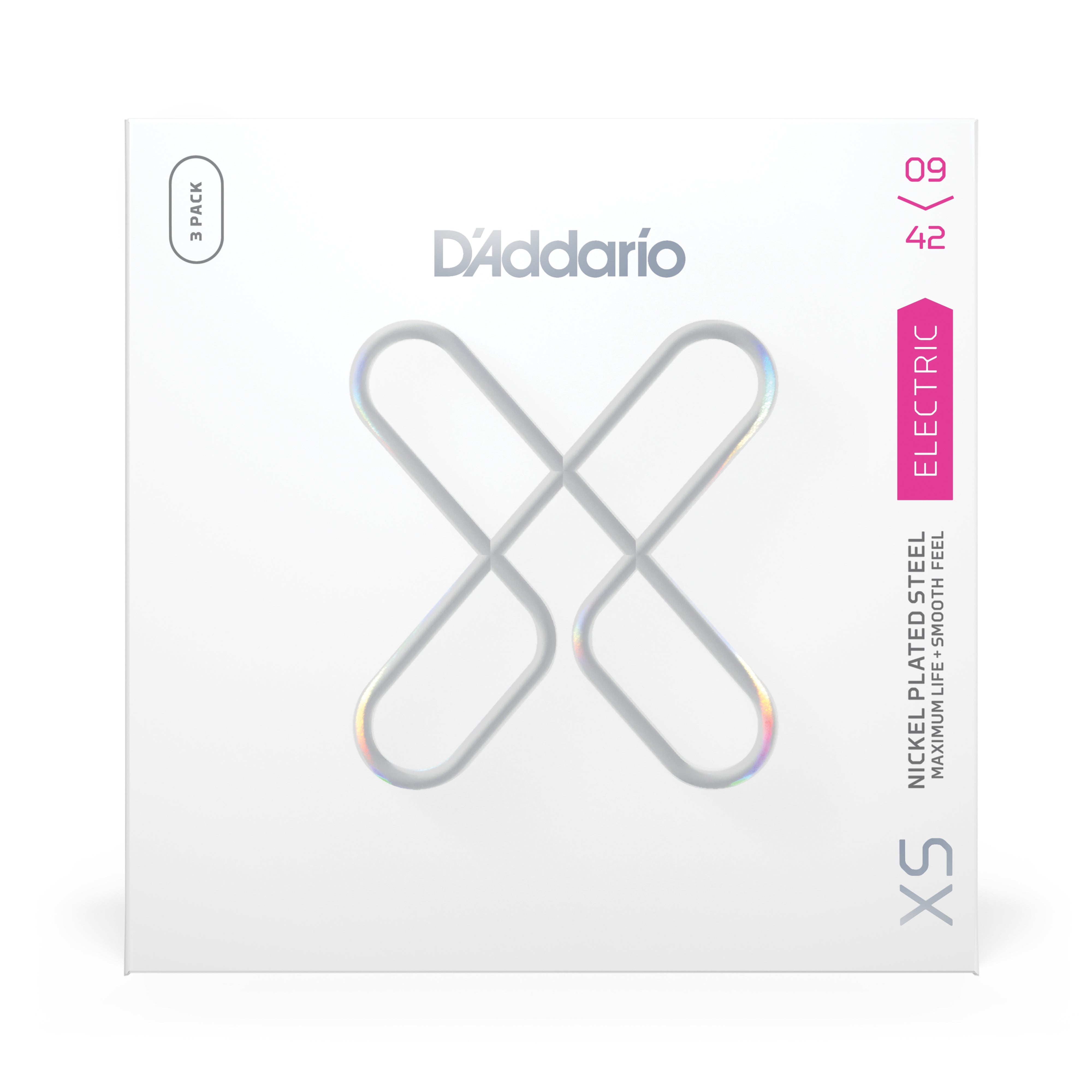 D'Addario XS Coated Nickel Wound 9-42 Electric Guitar Strings, Super Light, 3-Pack