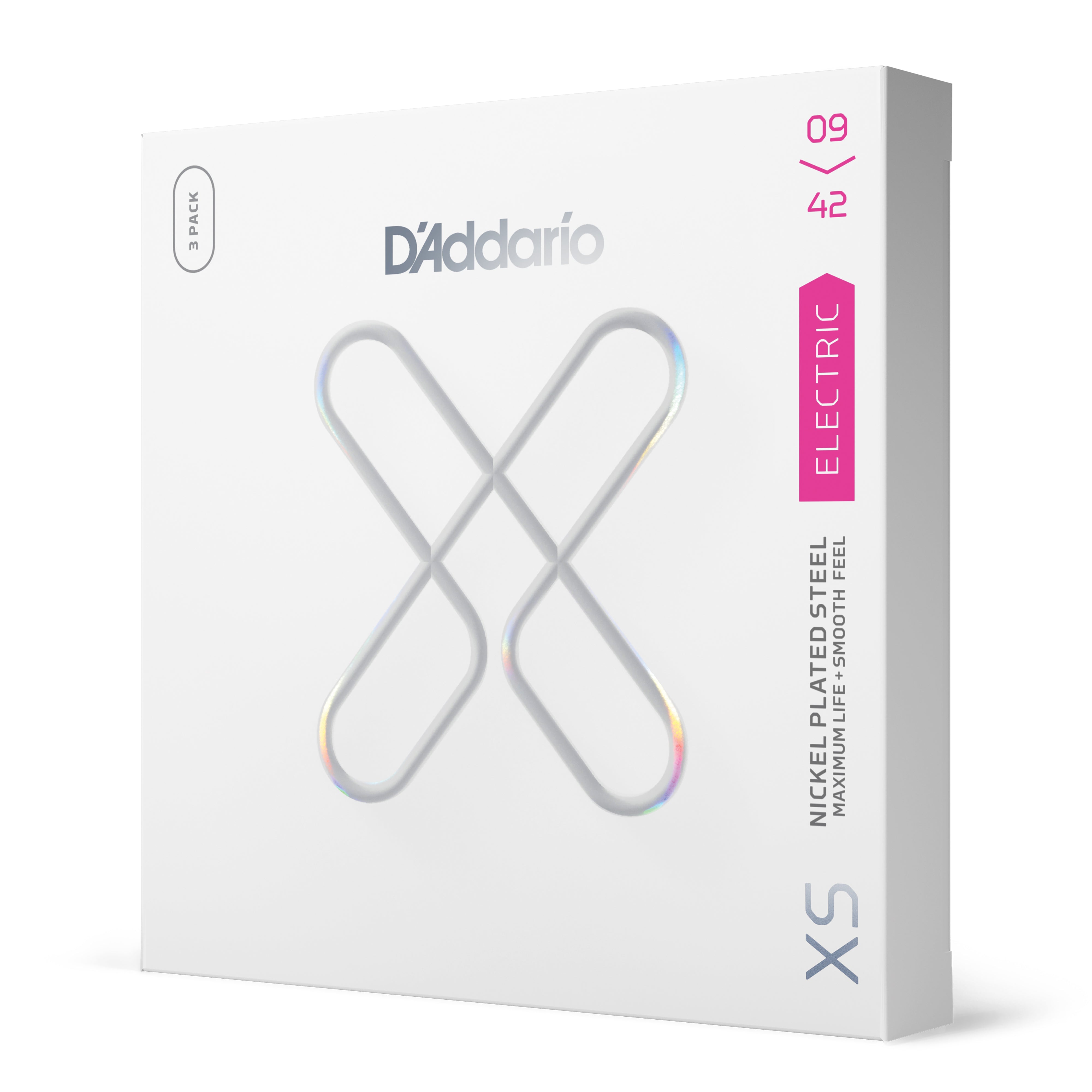D'Addario XS Coated Nickel Wound 9-42 Electric Guitar Strings, Super Light, 3-Pack