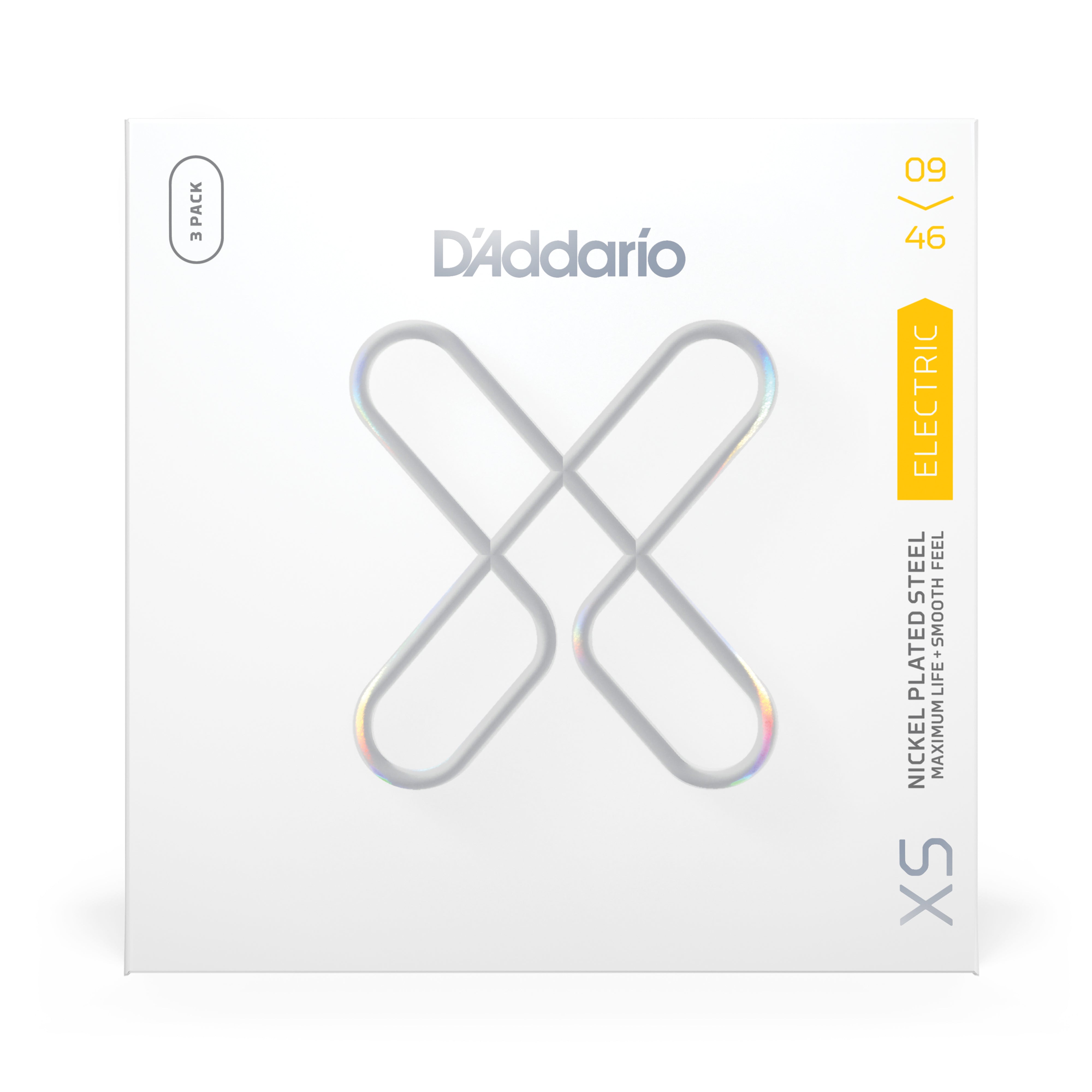 D'Addario XS Coated Nickel Wound 9-46 Electric Guitar Strings, Light, 3-Pack