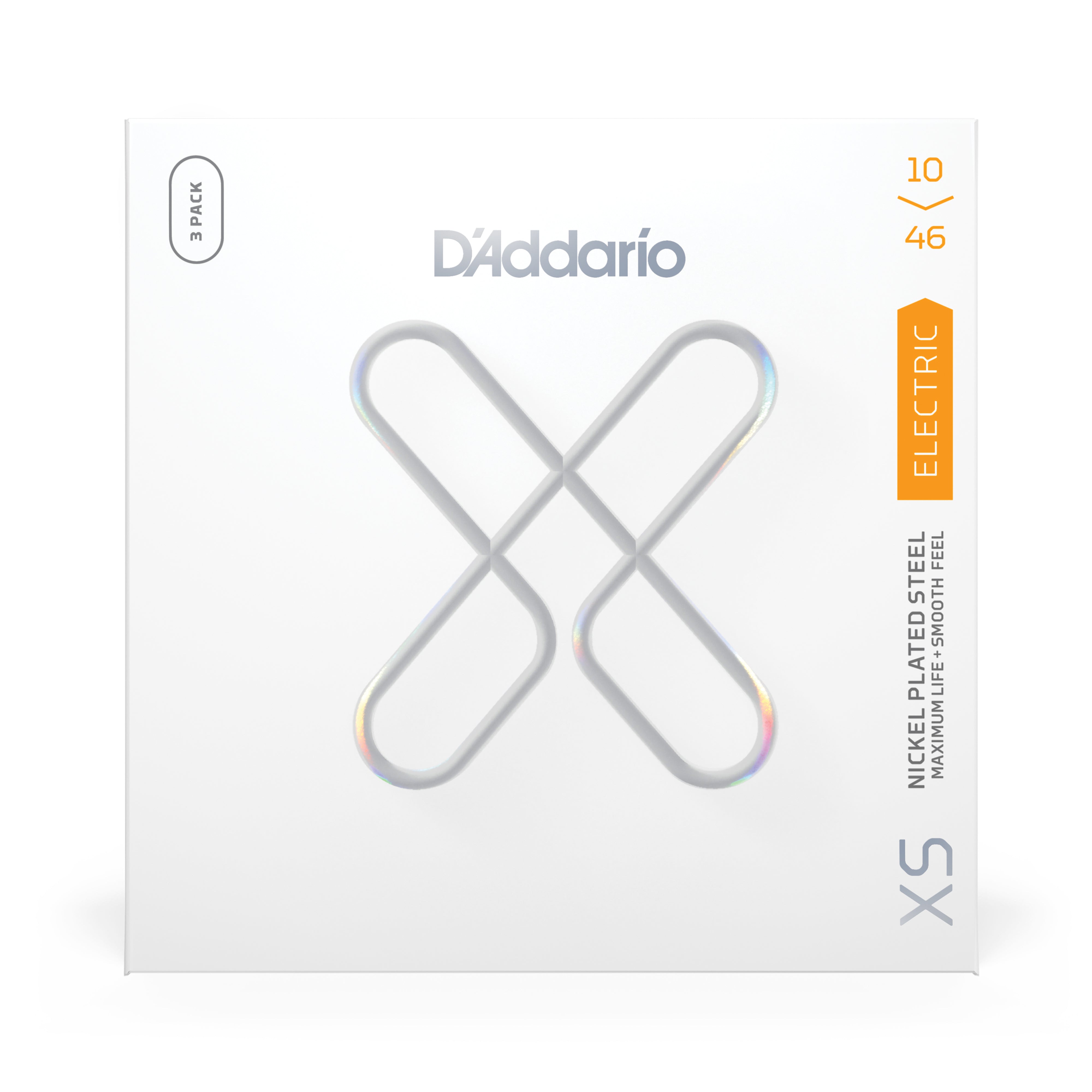 D'Addario XS Coated Nickel Wound 10-46 Electric Guitar Strings, Regular, 3-Pack
