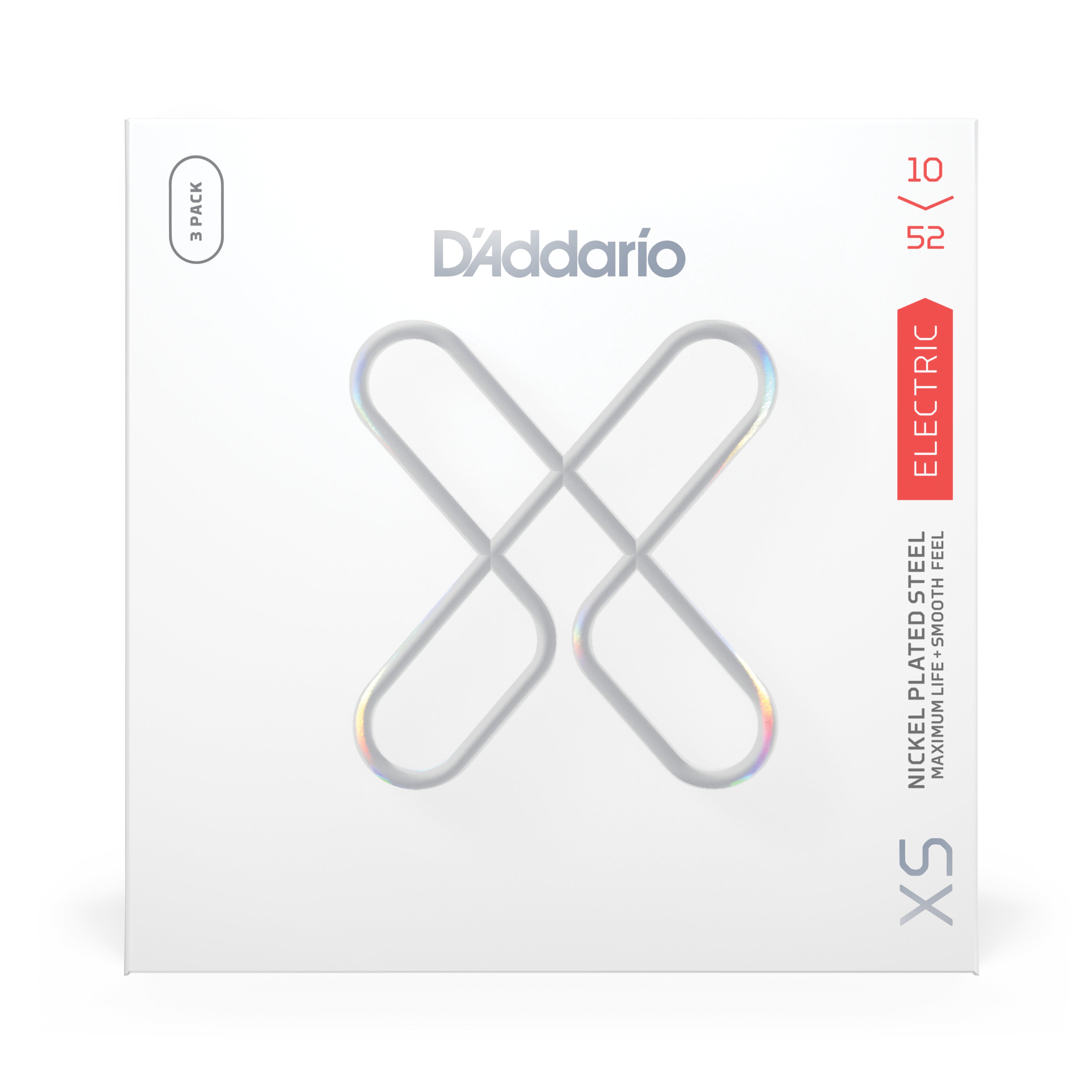 D'Addario XS Coated Nickel Wound 10-52 Electric Guitar Strings, 3-Pack