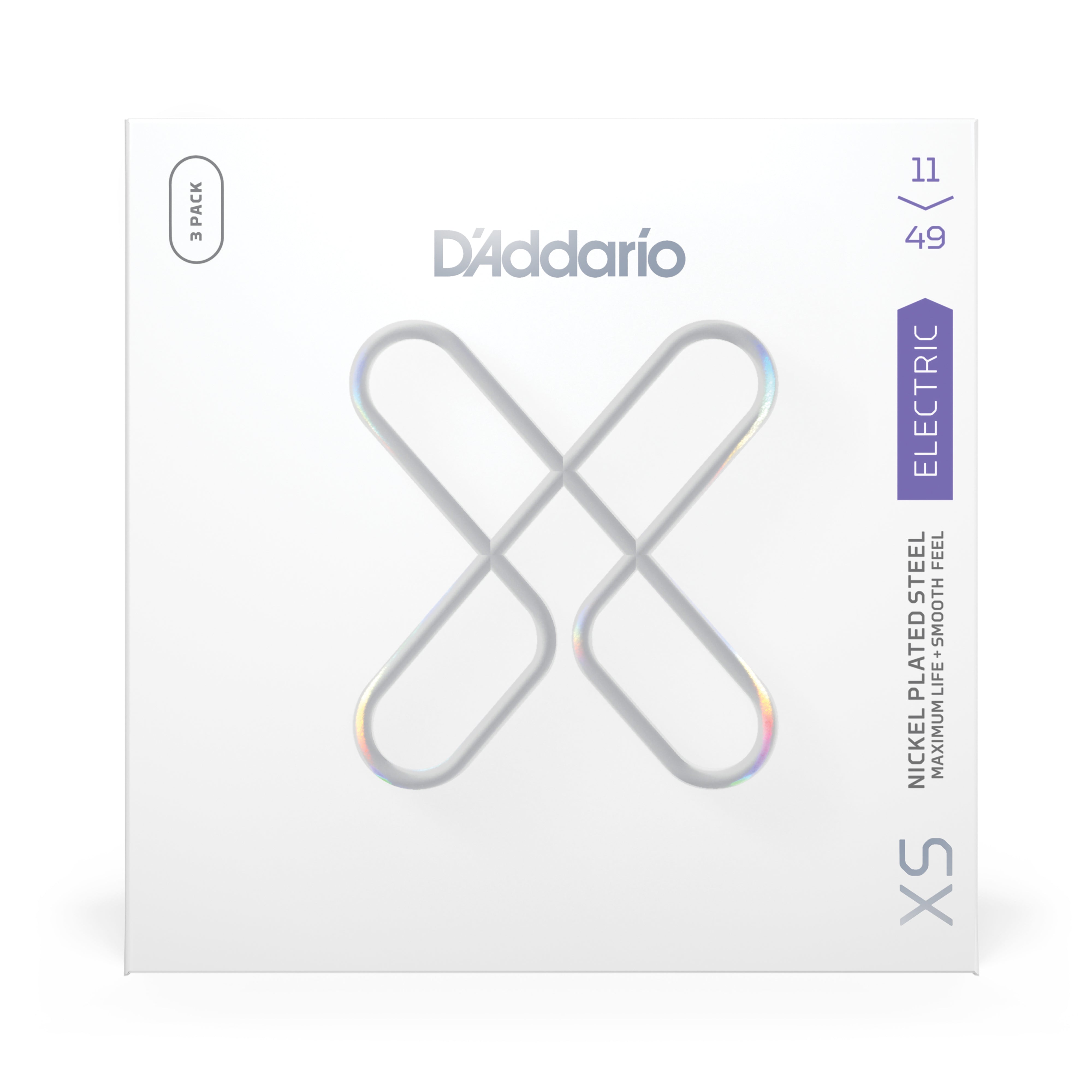 D'Addario XS Coated Nickel Wound 11-49 Electric Guitar Strings, 3-Pack