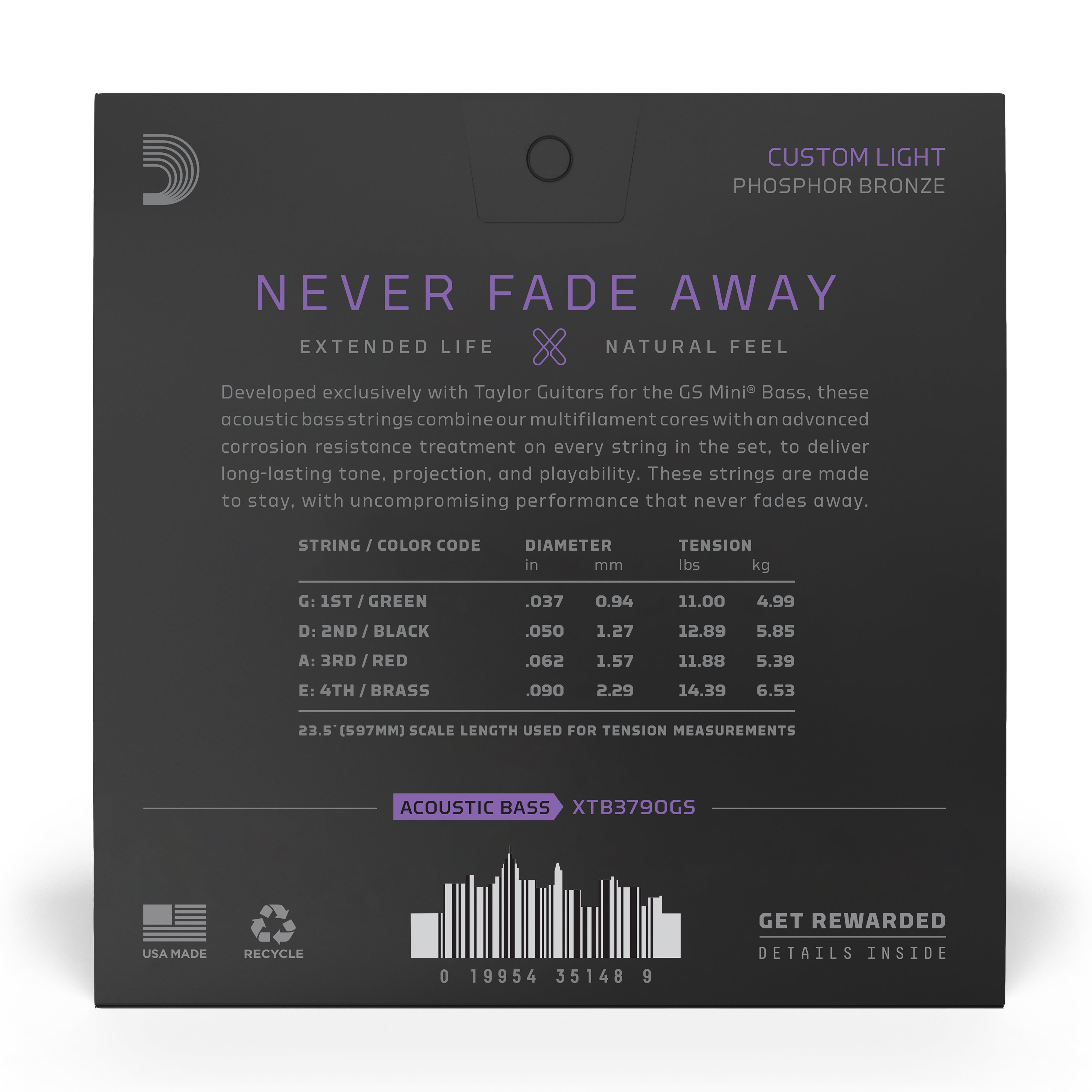 D'Addario XT Phosphor Bronze 37-90 Taylor GS Mini Acoustic Bass Strings