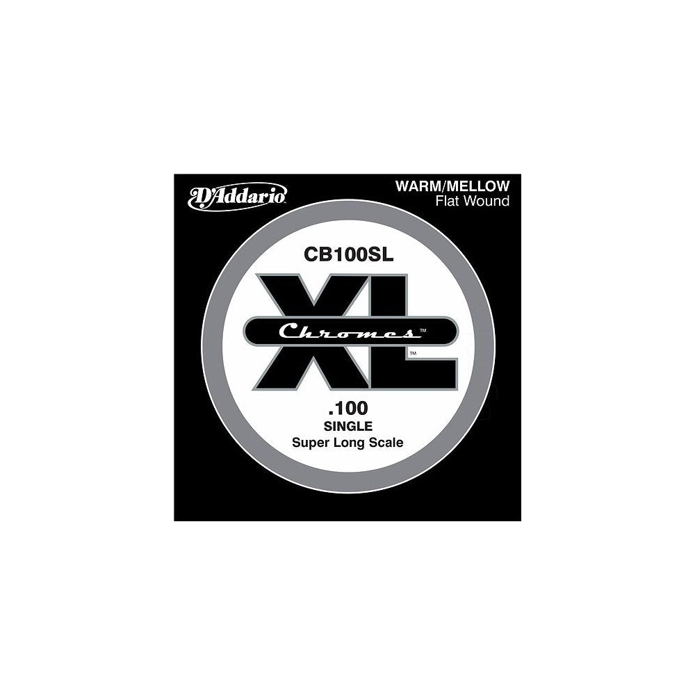 D'Addario CB100SL Chromes XL Flatwound Bass Single String .100 Super Long