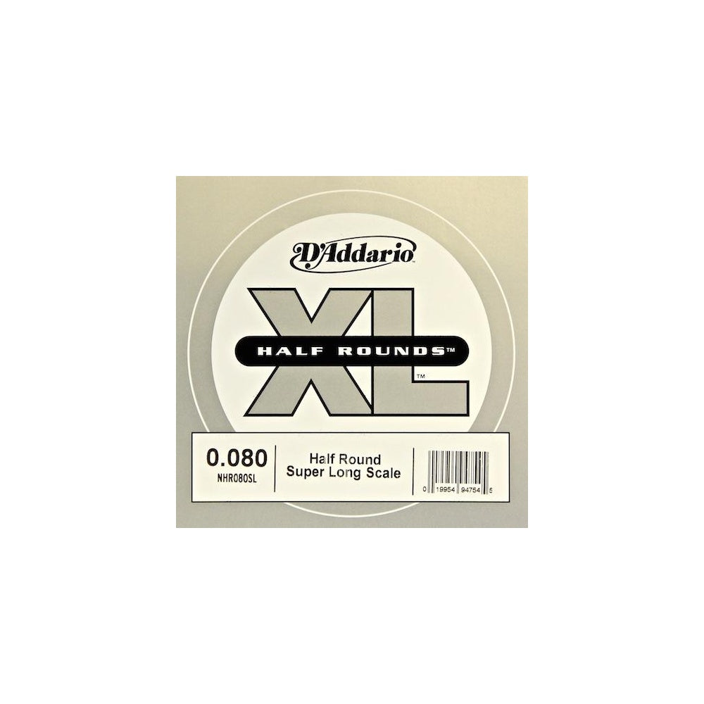 D'Addario NHR080SL Nickel Half Round XL Bass Single String .080 Super Long Scale