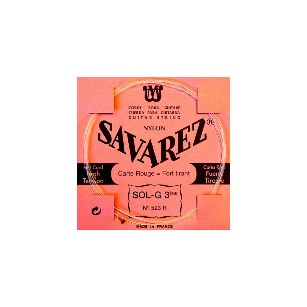 Savarez 523R Red Card Nylon Classical Guitar G-3rd Single String, High Tension