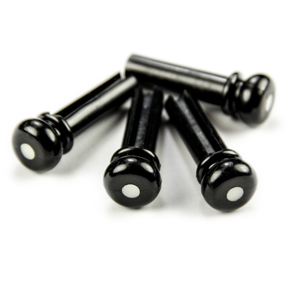 Allparts Acoustic Bass Bridge Pin Set, Black w/ White Inlay