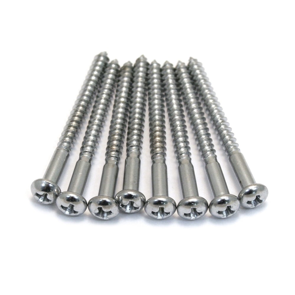 Allparts GS-0011-010 Pickup Mounting Screws For Bass, 8 x 1-1/4, Chrome (8pcs)